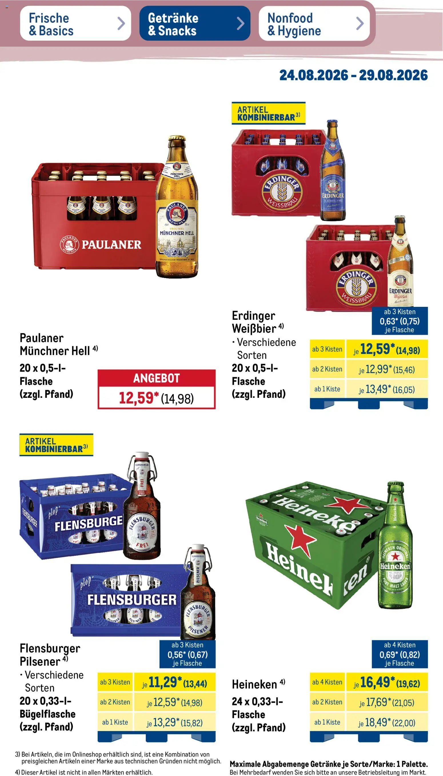 Metro Prospekt – gültig ab 24.08.2026 | Seite: 29 | Produkte: Erdinger, Weißbier, Flensburger, Paulaner