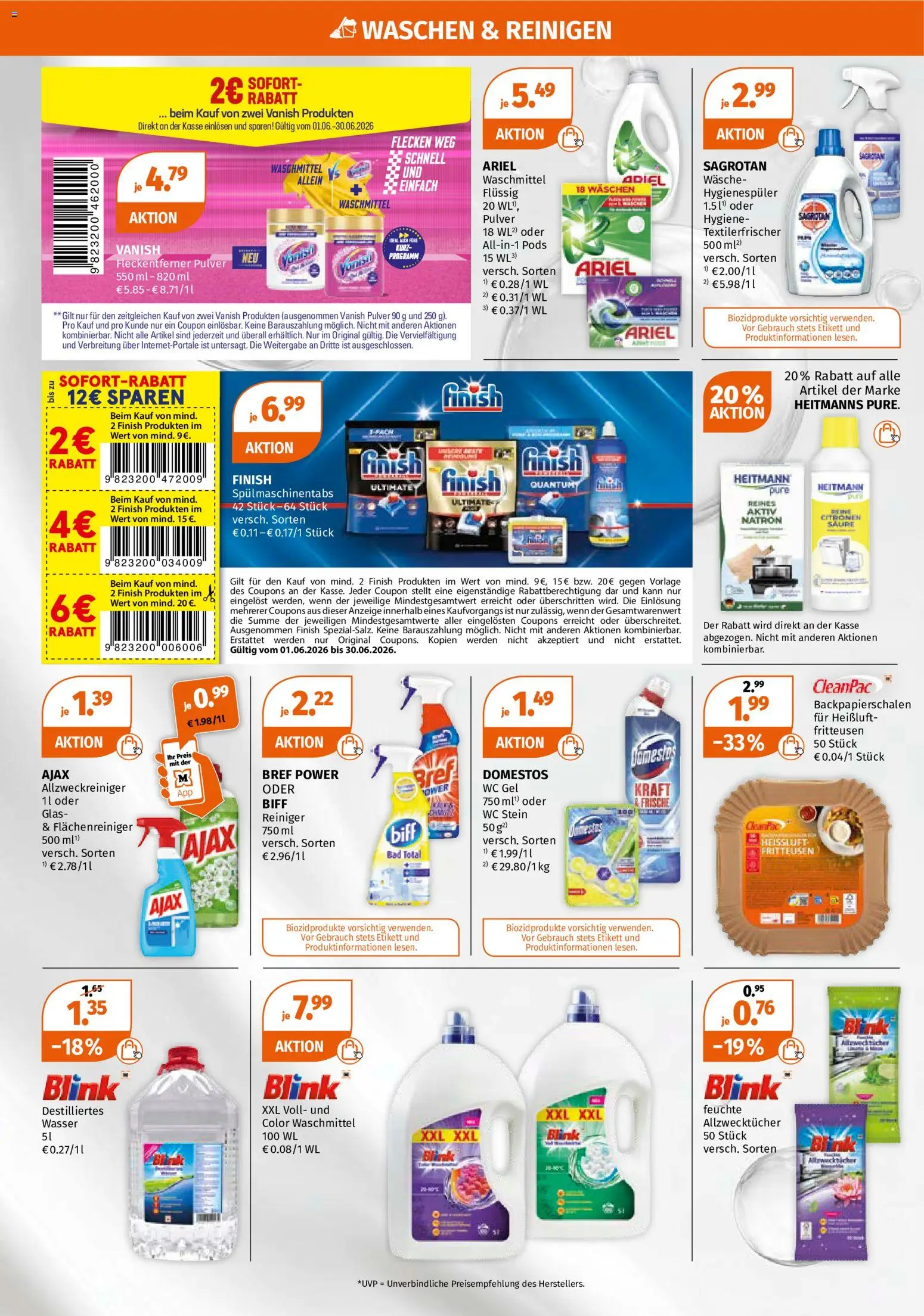Müller Sommerangebote – gültig ab 01.06.2026 | Seite: 10 | Produkte: Ariel, Finish, Wasser, Spülmaschinentabs