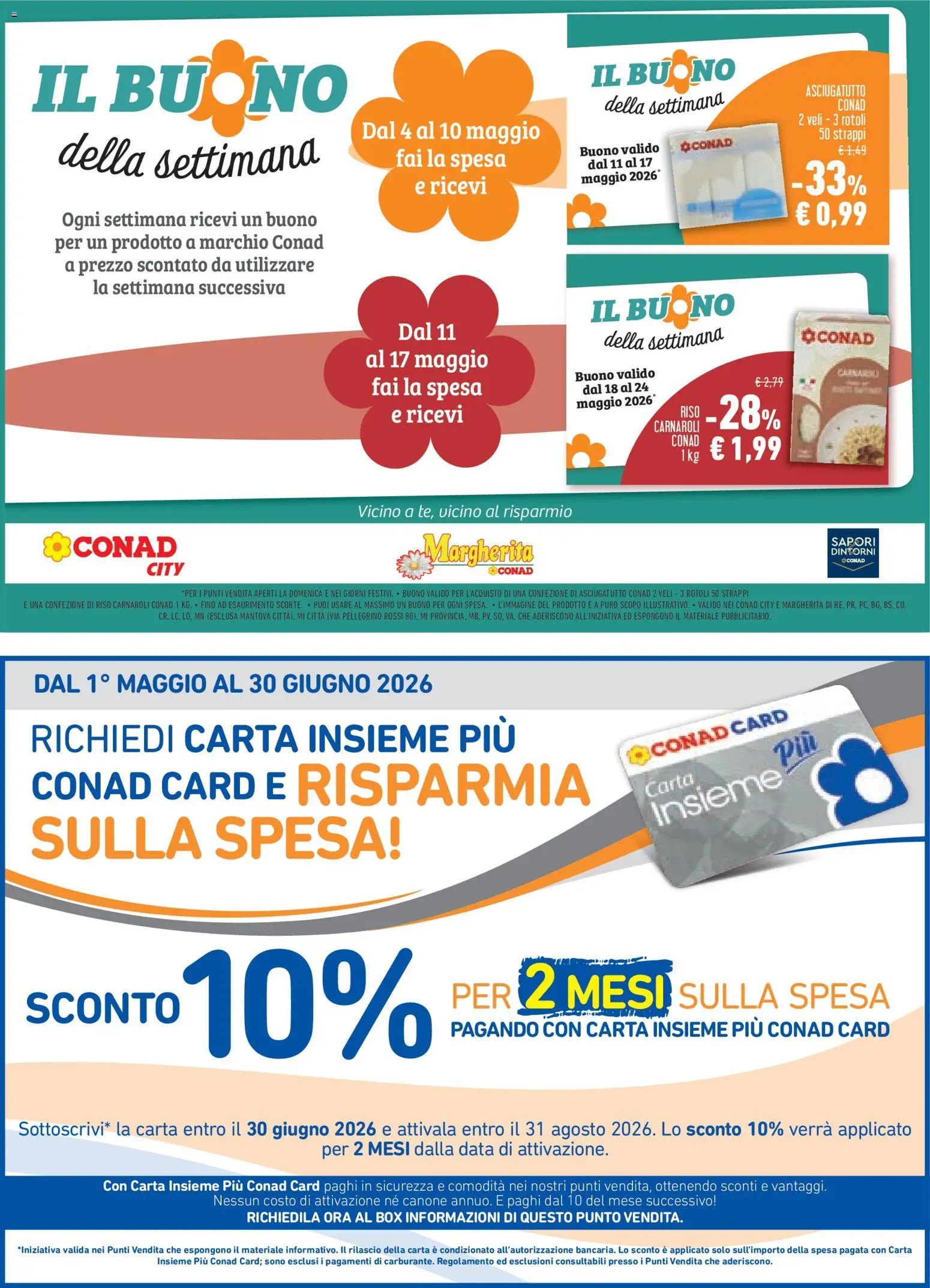 Volantino Conad del 06.05.2026 | Pagina: 15 | Prodotti: Riso Carnaroli, Riso, Data, Asciugatutto