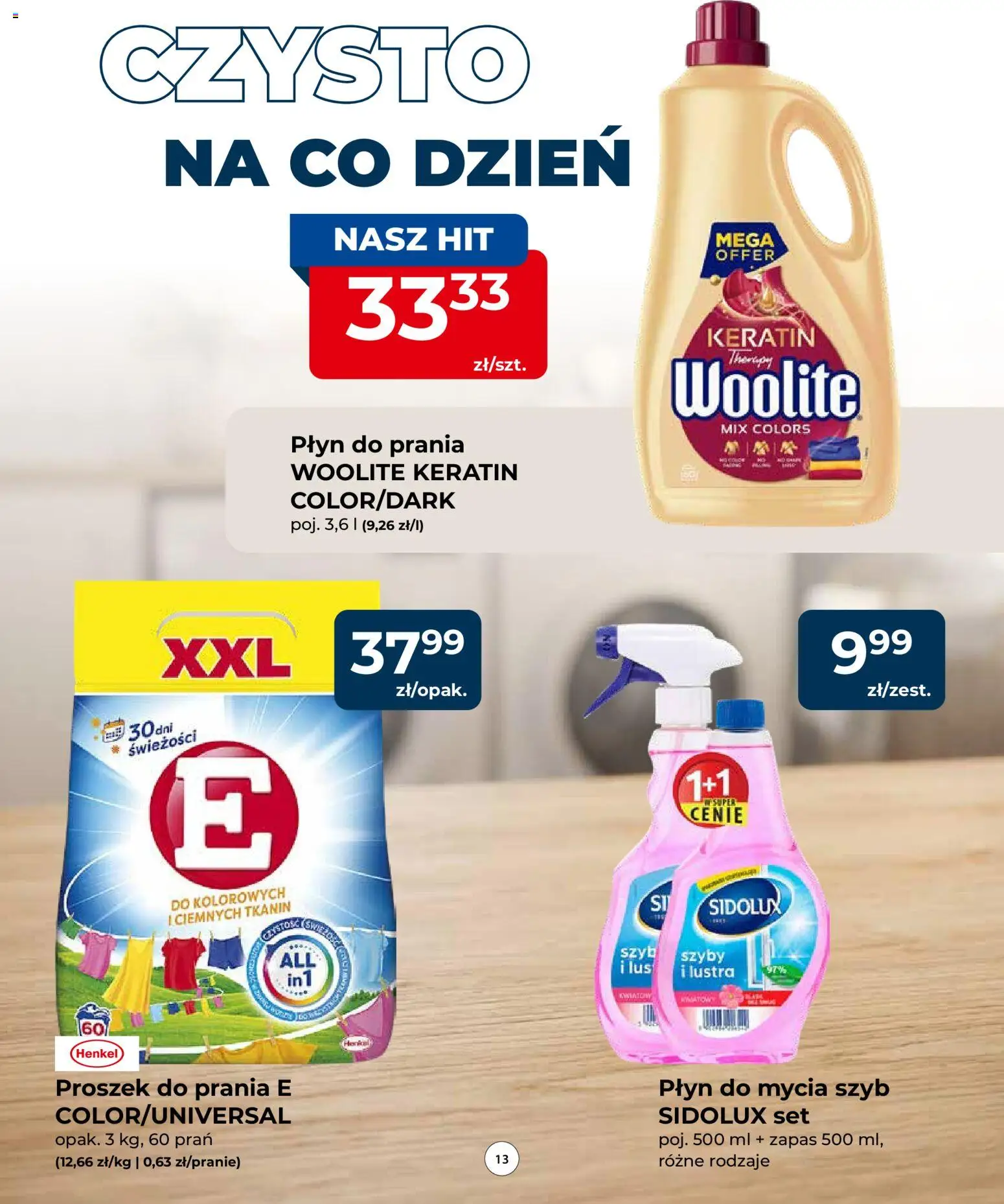 Mrówka gazetka od 06.08.2026 | Strona: 13 | Produkty: Płyn do mycia szyb, Proszek do prania