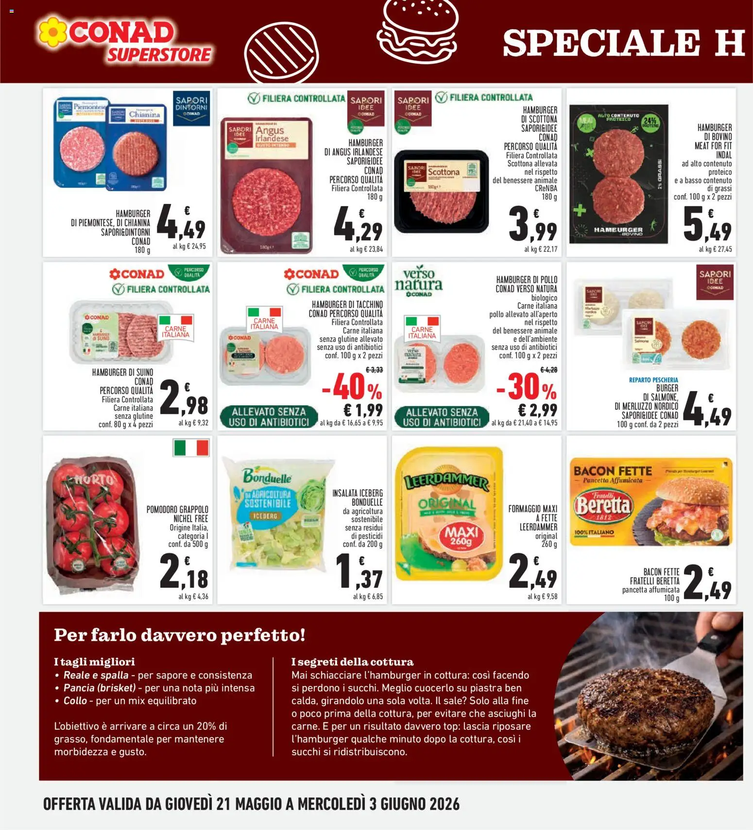 Volantino Conad del 21.05.2026 | Pagina: 10 | Prodotti: Bovino, Pollo, Sale, Hamburger