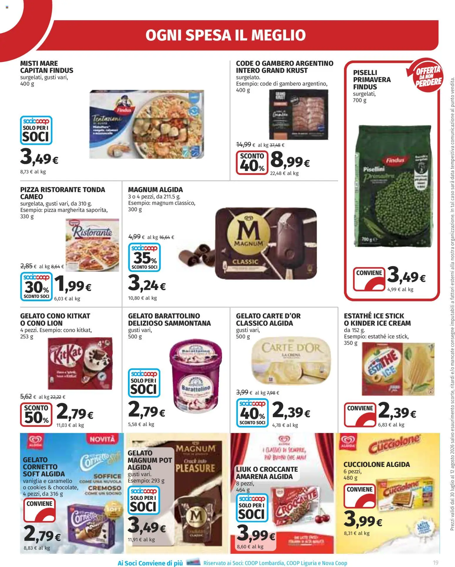 Volantino Ipercoop del 30/07/2026 | Pagina: 19 | Prodotti: Cornetto, Gelato, Data, Piselli