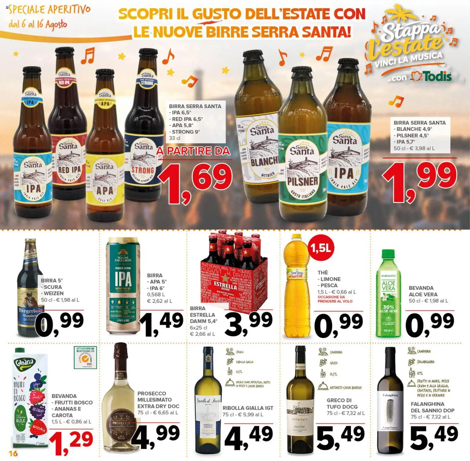 Volantino Todis del 06/08/2026 | Pagina: 16 | Prodotti: Pesce, Ananas, The, Aperitivo