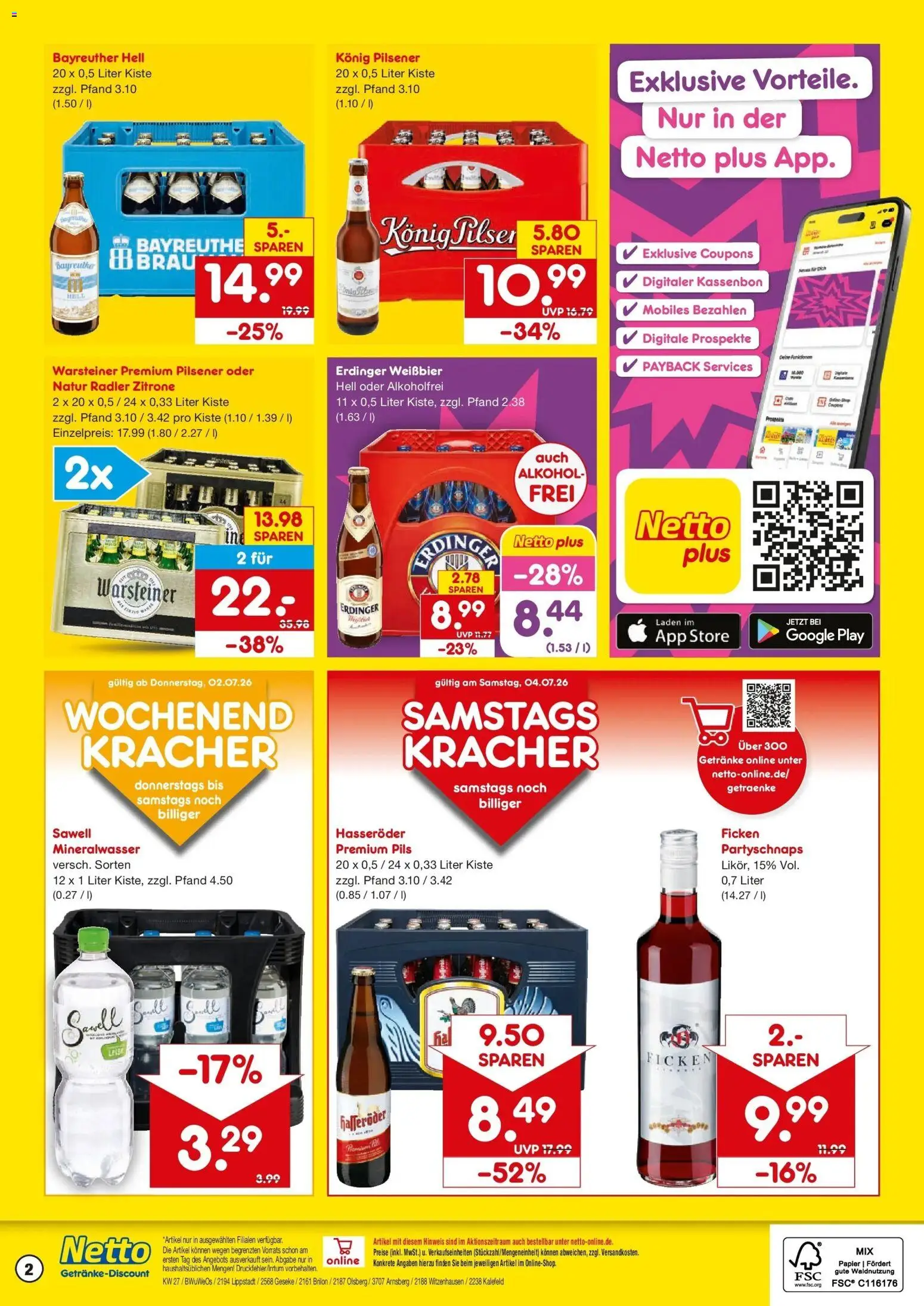 Netto Marken-Discount Prospekt Geseke – gültig ab 29.06.2026 | Seite: 2 | Produkte: Konig pilsener, Erdinger, Radler, Hasseröder