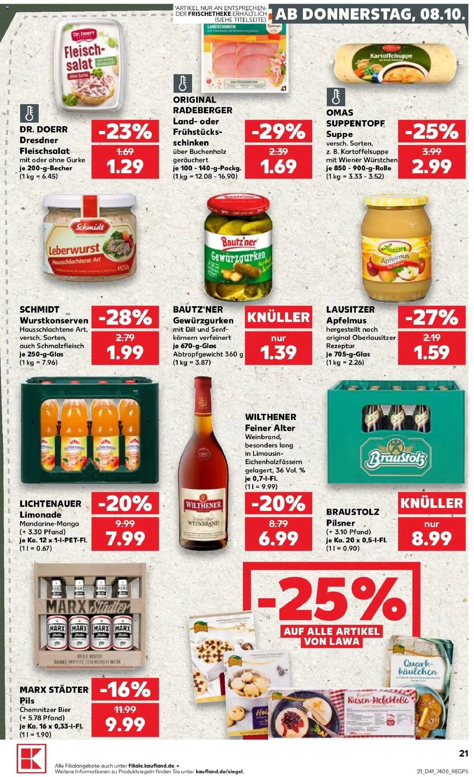 Prospekt Kaufland ab 08.10.2026 » Angebote Online zum Blättern | Seite: 21 | Produkte: Limonade, Dill, Apfelmus, Fleisch
