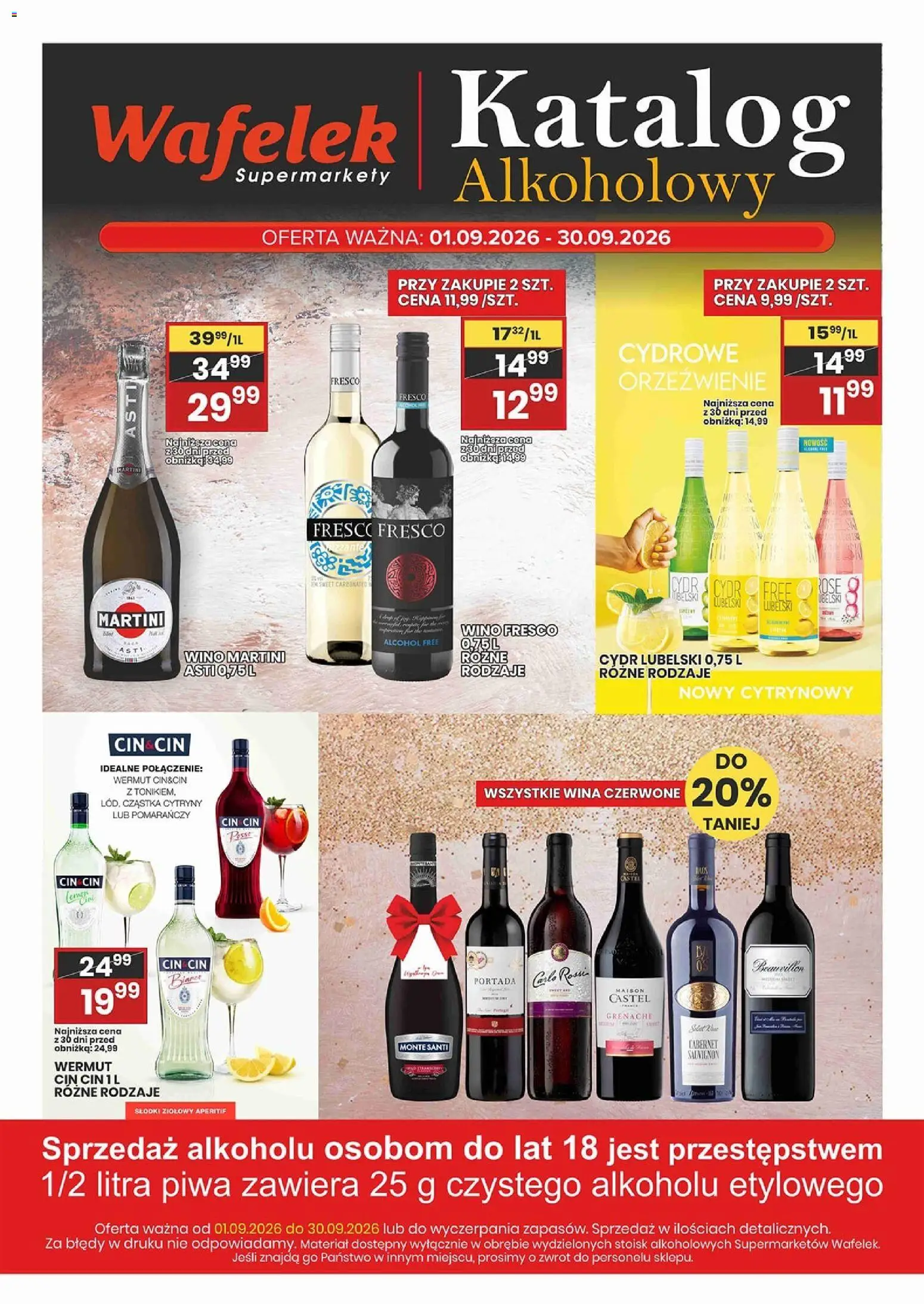 Wafelek gazetka alkoholowa od 01.09.2026 | Strona: 4 | Produkty: Wino fresco, Wermut, Cin cin, Wina czerwone