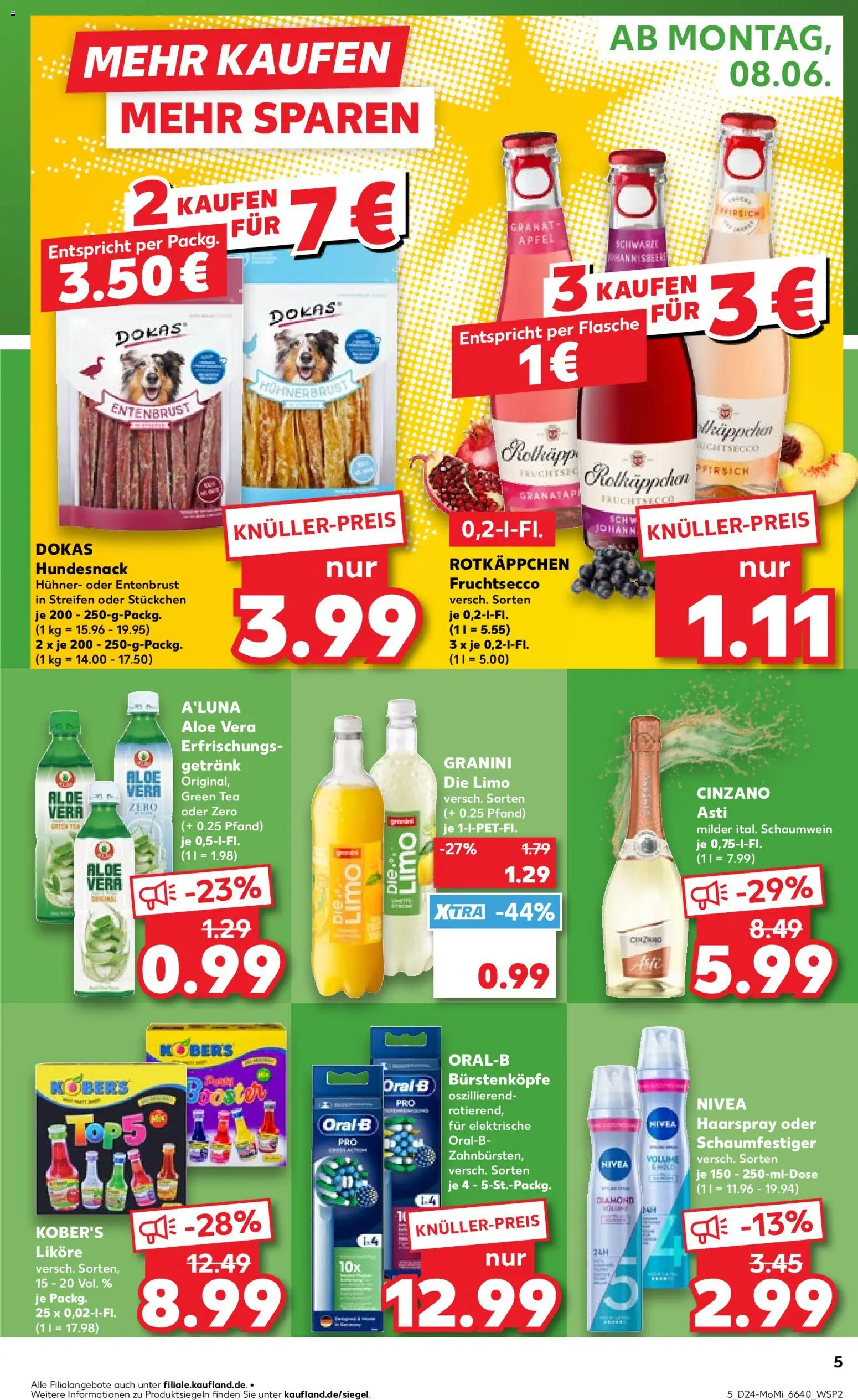 Kaufland Německo leták - Angebote ab Montag od 08.06.2026 | Strana: 5 | Produkty: Nivea, Cinzano, Aloe vera, Granini