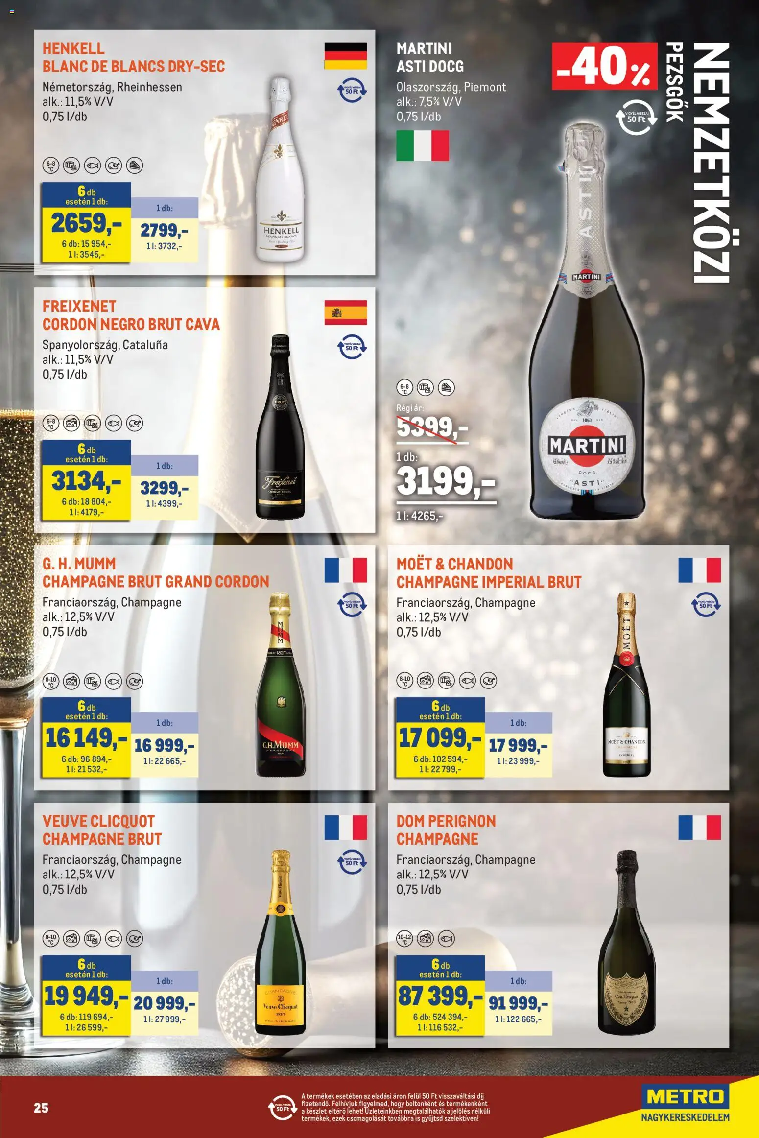 Metro akciós ujság - amely érvényes a következő dátumtól: 2026.10.01. | Oldal: 25 | Termékek: Martini, Moët, Dom Perignon, Só