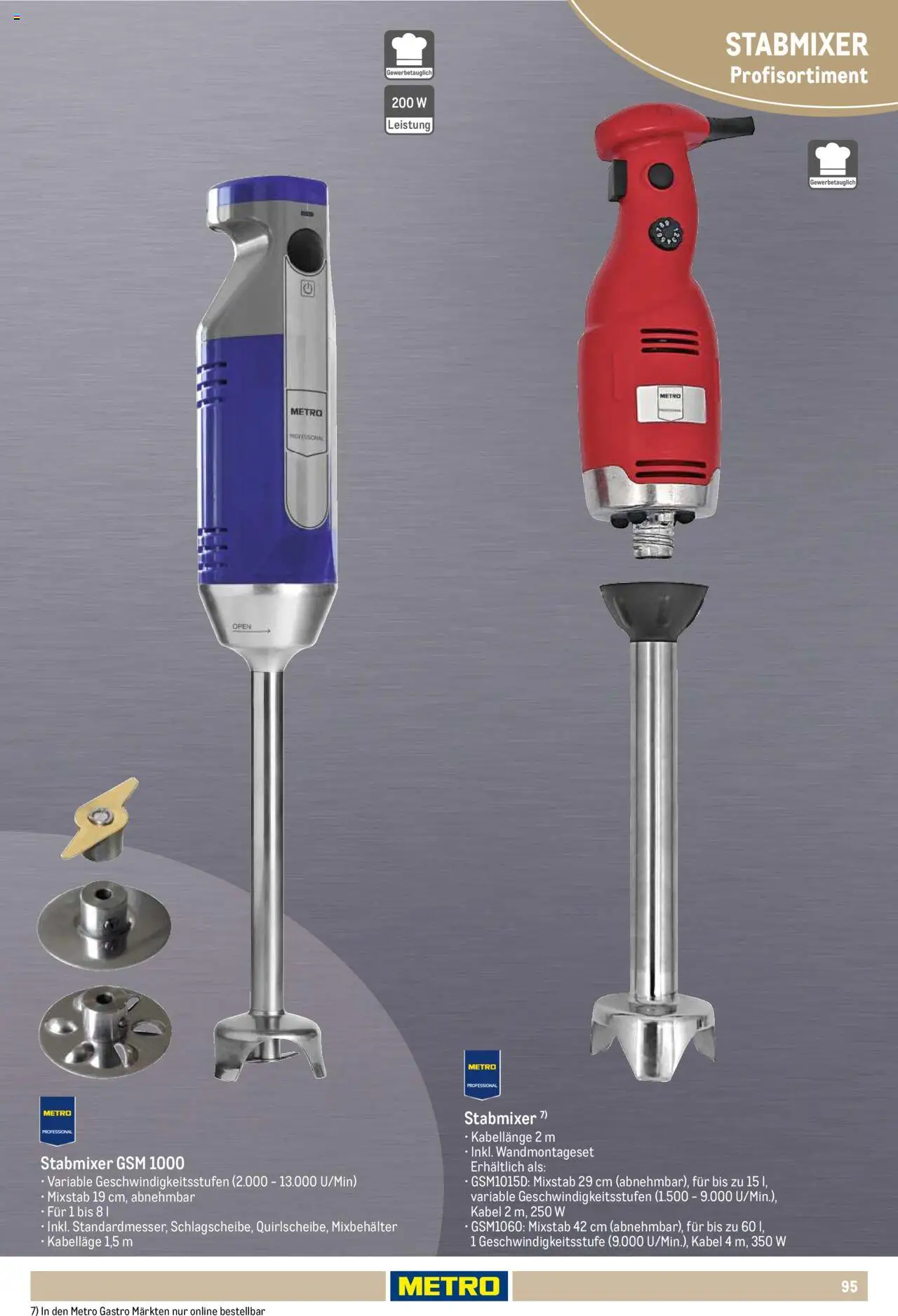 Metro Non Food Sortiment – gültig ab 01.10.2025 | Seite: 95 | Produkte: Kabel, Mixstab, Stabmixer