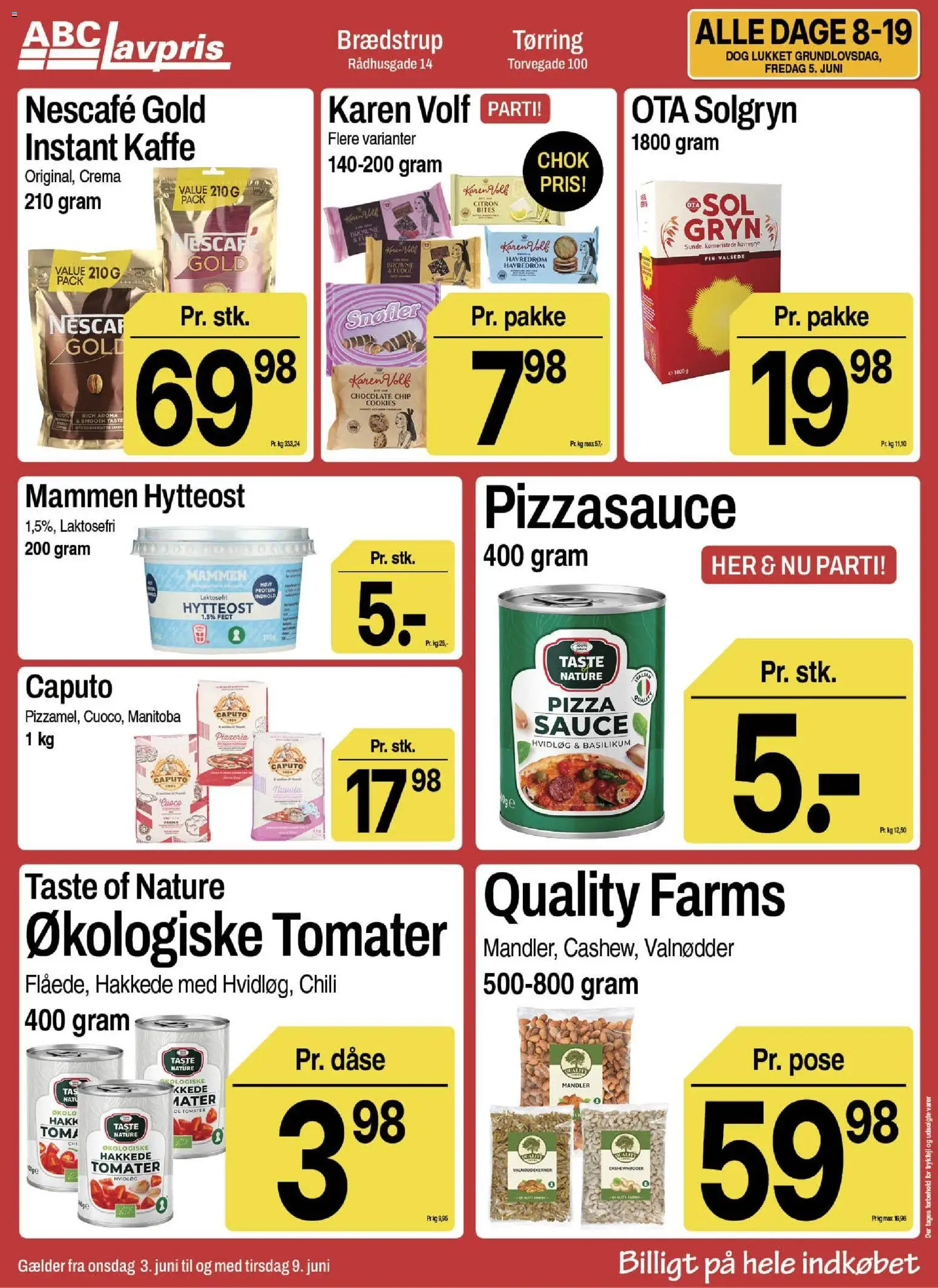 Abc Lavpris tilbudsavis – gyldig fra 03.06.2026 | Side: 2 | Produkter: Pizza, Tomater, Valnødder, Mandler