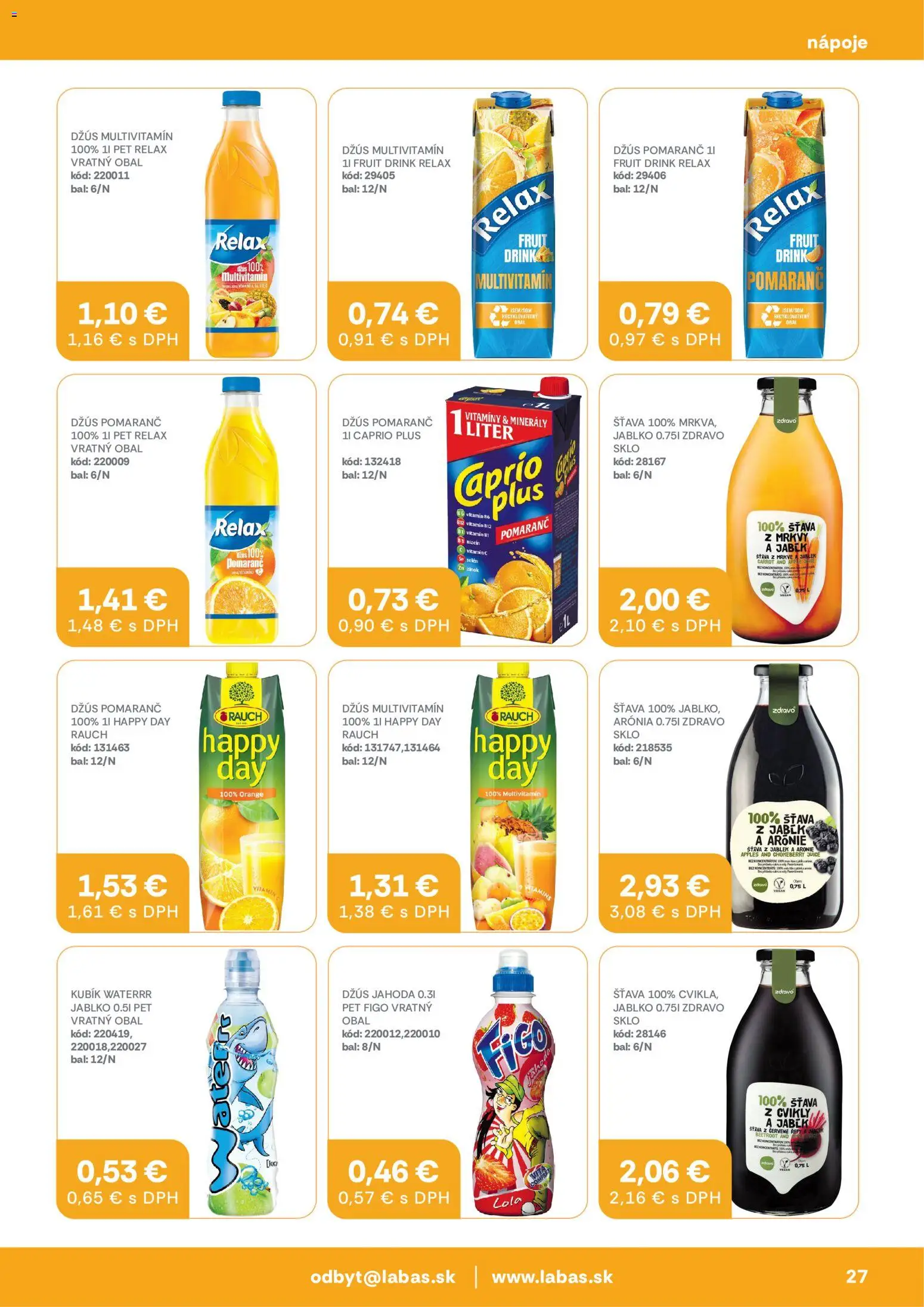 Nové Labaš akcie – leták je platný od 05.06.2026 | Strana: 27 | Produkty: Džús, Jablká
