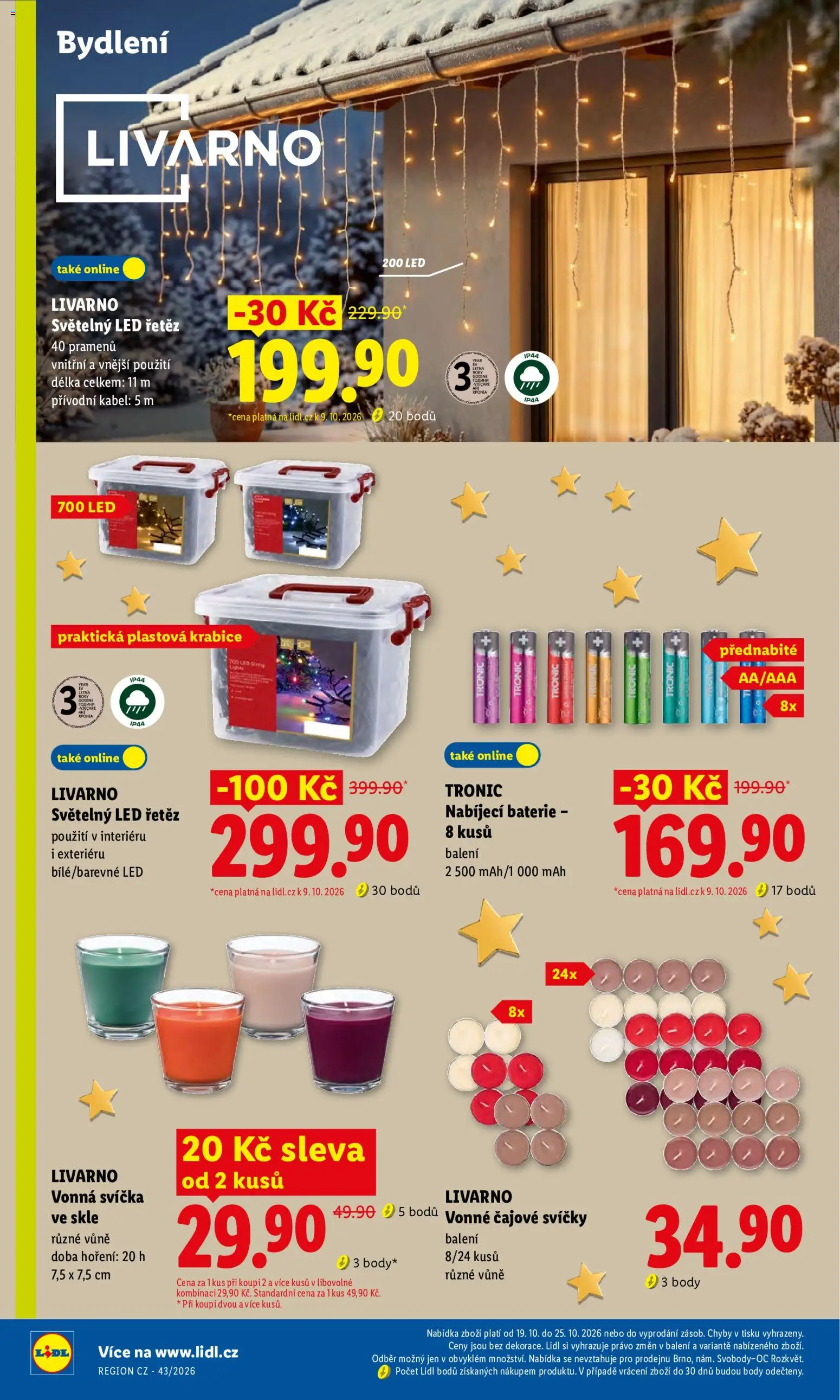 Lidl leták - Spotřební zboží od 19.10.2026 | Strana: 14 | Produkty: Nabíjecí baterie, Kabel, Čajové svíčky, Svíčky