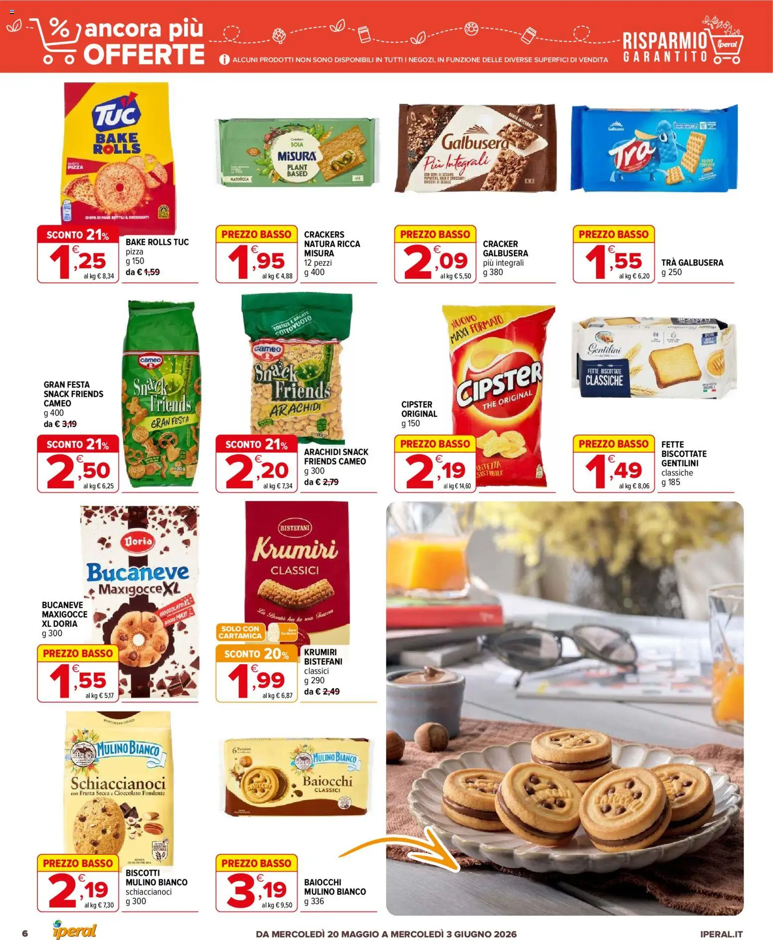 Volantino Iperal del 20.05.2026 | Pagina: 6 | Prodotti: Pizza, Frutta, Crackers, The