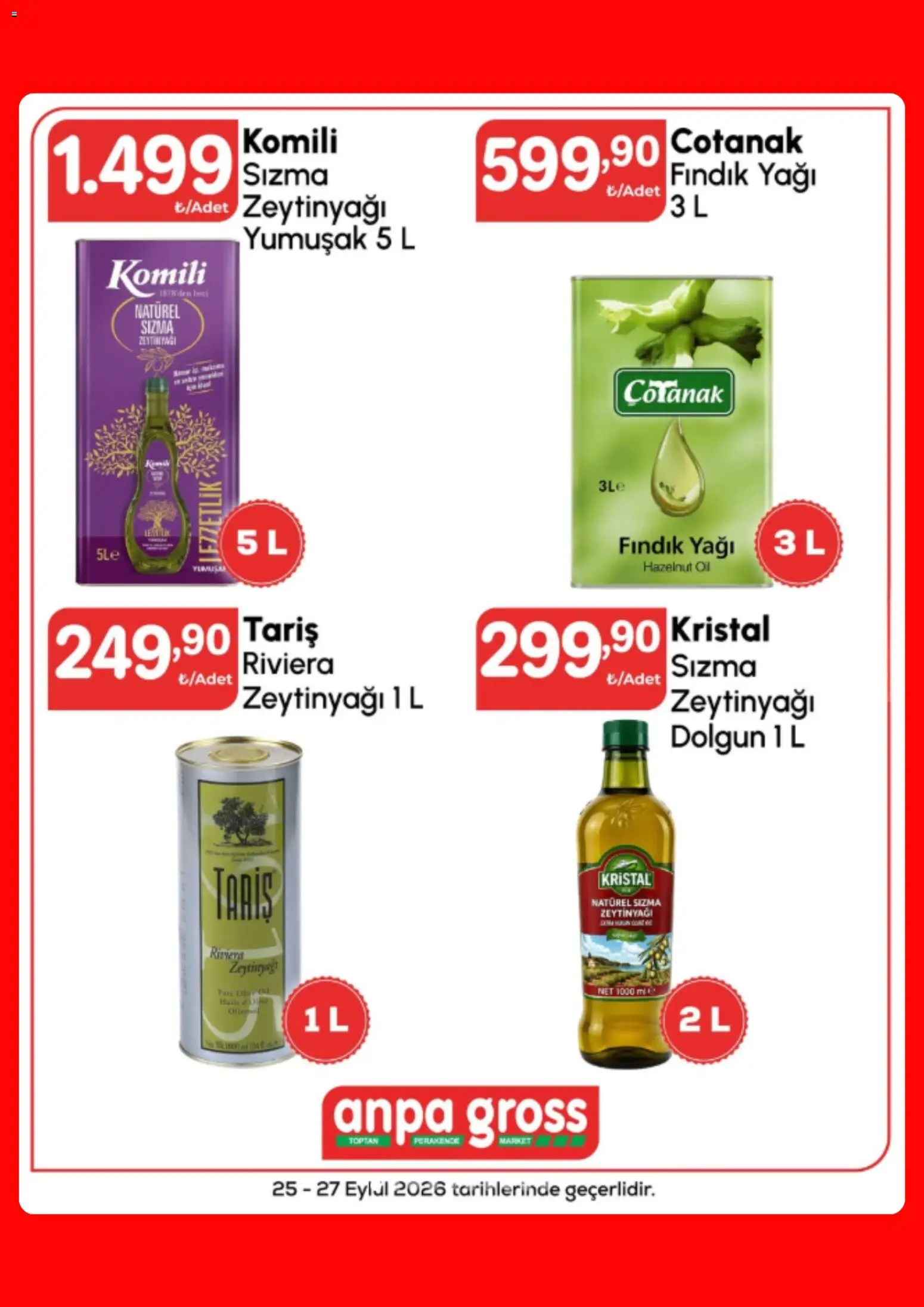 Anpa Gross Katalog - 25 Eylül 2026 tarihinden itibaren geçerlidir | Sayfa: 13 | Ürünler: Sızma zeytinyağı, Fındık, Zeytinyağı