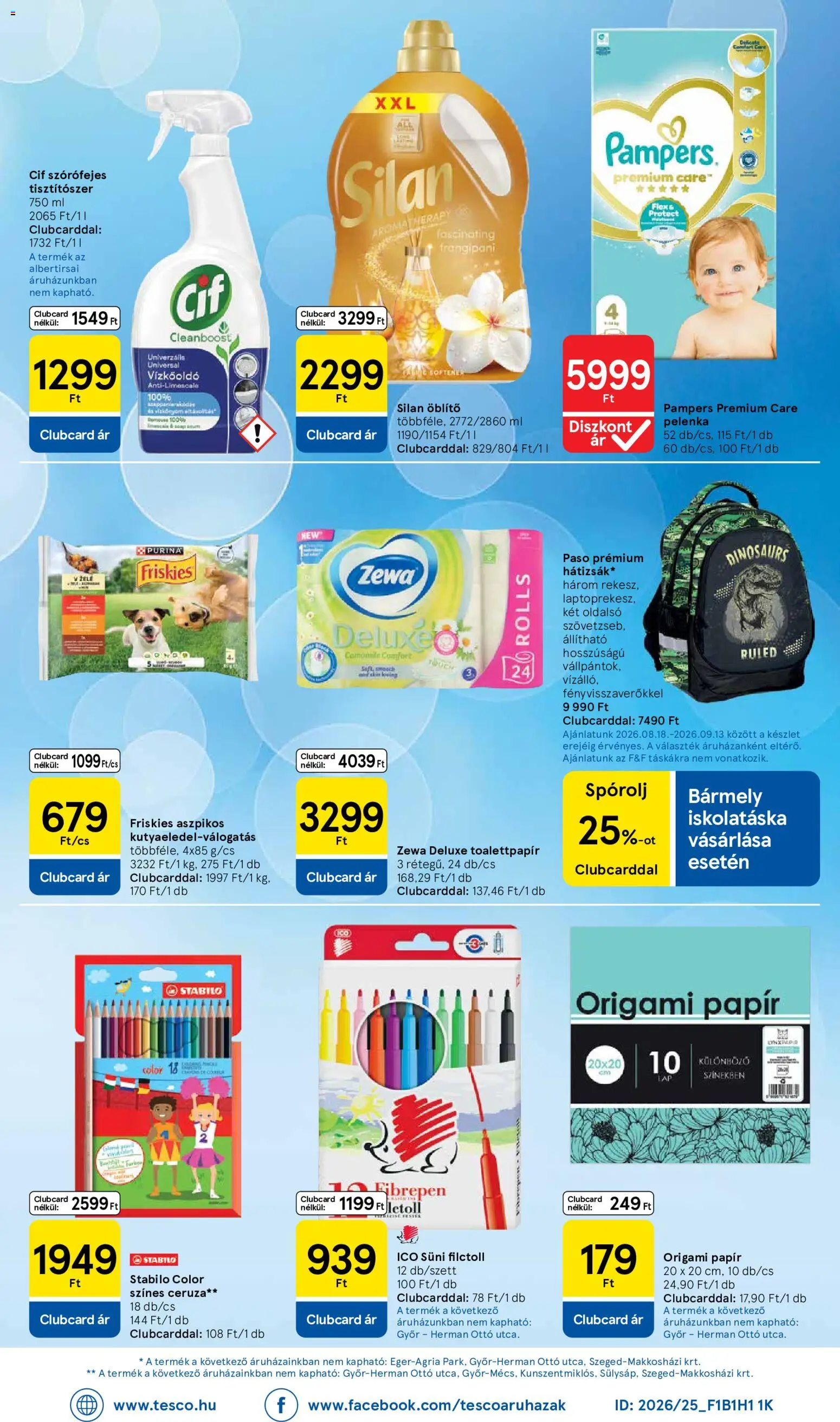 Tesco akciós ujság - amely érvényes a következő dátumtól: 2026.08.18. | Oldal: 8 | Termékek: Toalettpapír, Pelenka, Zewa, Friskies
