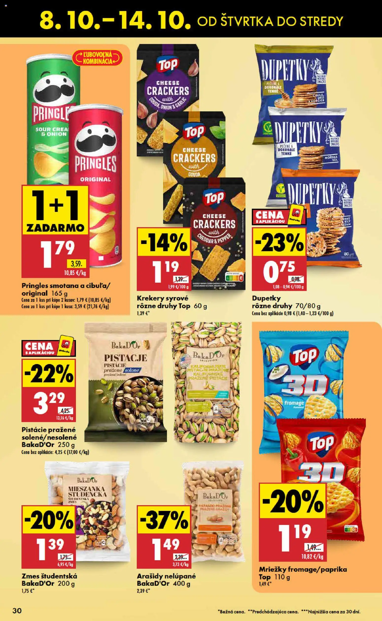 Nové Biedronka akcie – leták je platný od 08.10.2026 | Strana: 30 | Produkty: Cheddar, Smotana, Arašidy, Pistácie