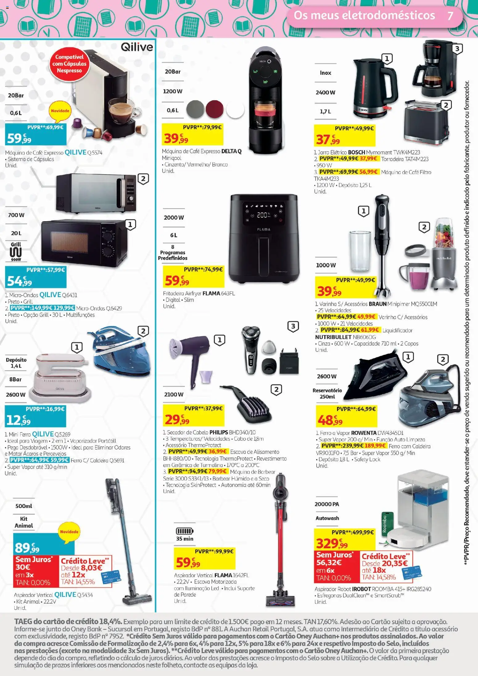 Auchan - Tecno Escolar │ válido de 19/08/2026 | Página: 7 | Produtos: Copos, Máquina de café, Secador de cabelo, Torradeira