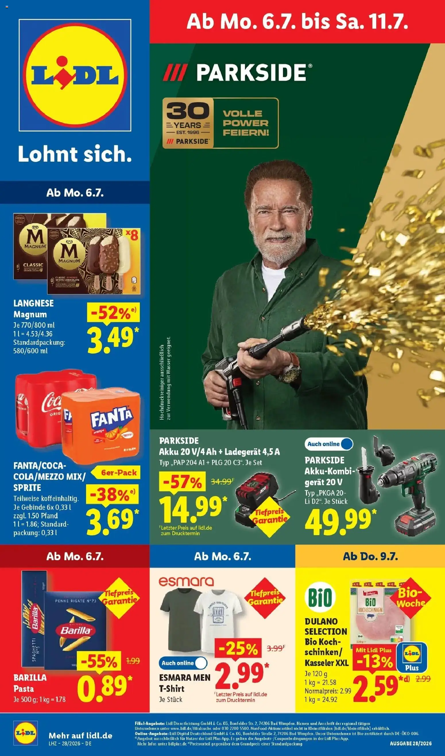 Lidl Prospekt Wahlstedt – gültig ab 06.07.2026 | Seite: 1 | Produkte: Fanta, Sprite, Barilla, Pasta