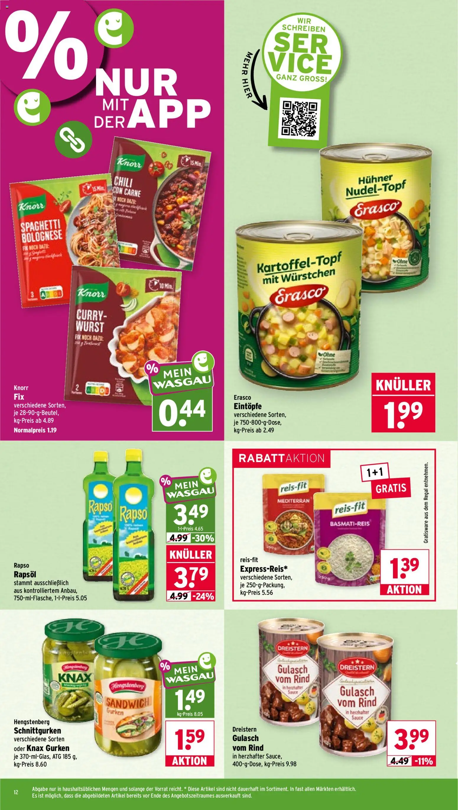 Wasgau Prospekt – gültig ab 24.08.2026 | Seite: 12 | Produkte: Basmatireis, Knorr, Wurst, Chili