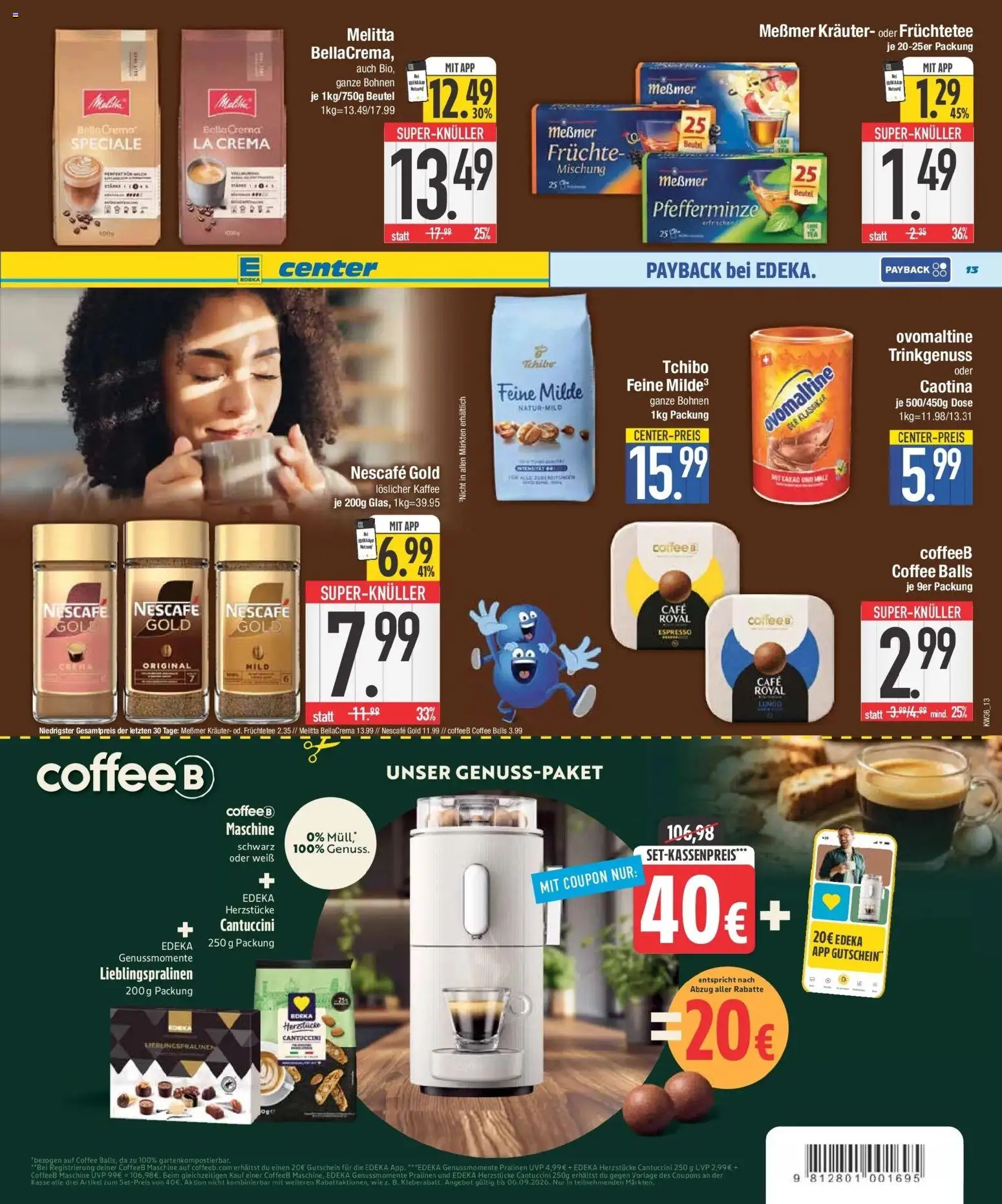 E center Prospekt Ingolstadt (ab 31.08.2026) zum Blättern | Seite: 13 | Produkte: Melitta, Messmer, Löslicher Kaffee, Nescafe gold