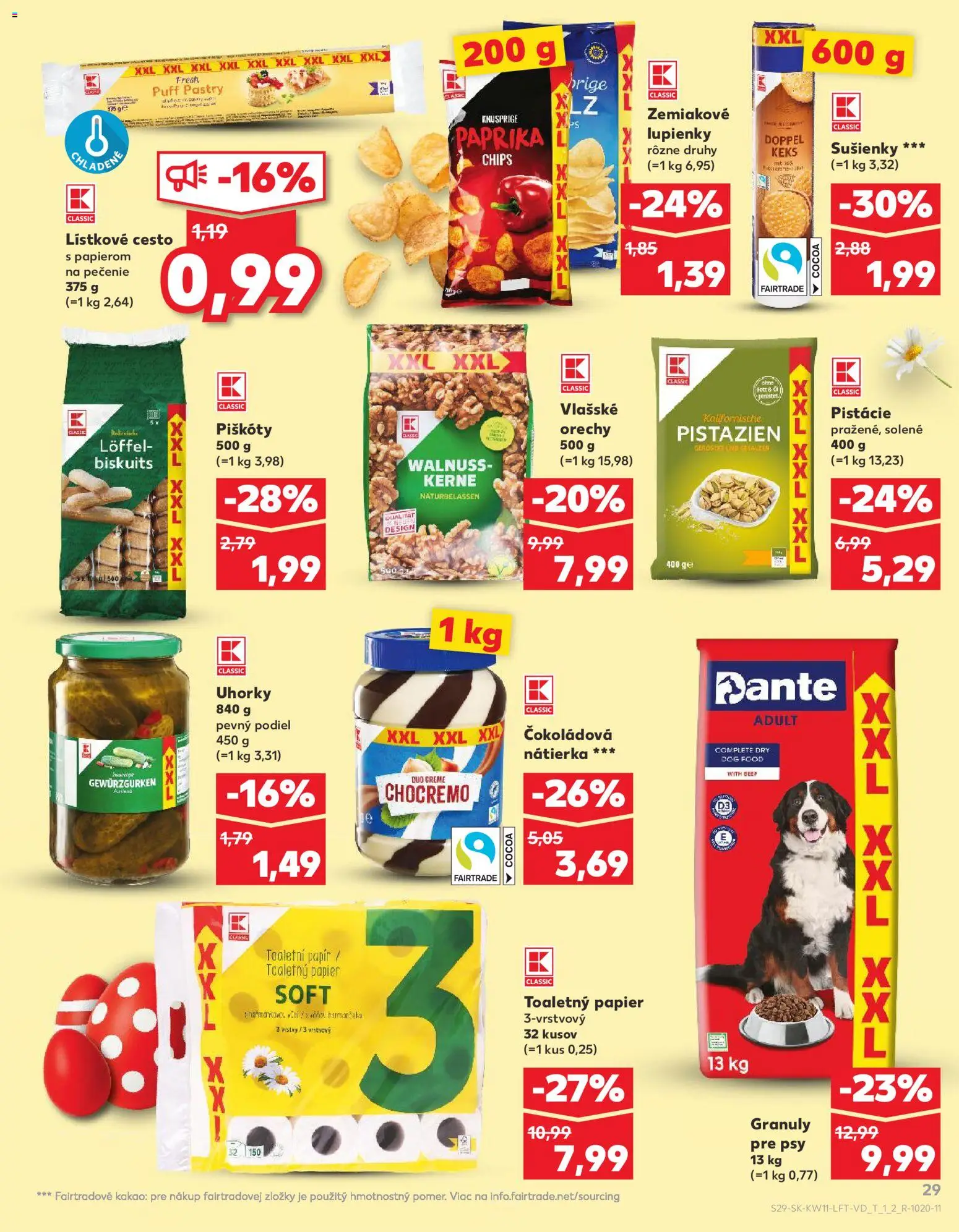Nové Kaufland akcie – leták je platný od 12.03.2026 | Strana: 29 | Produkty: Lístkové cesto, Pistácie, Vlašské orechy, Uhorky