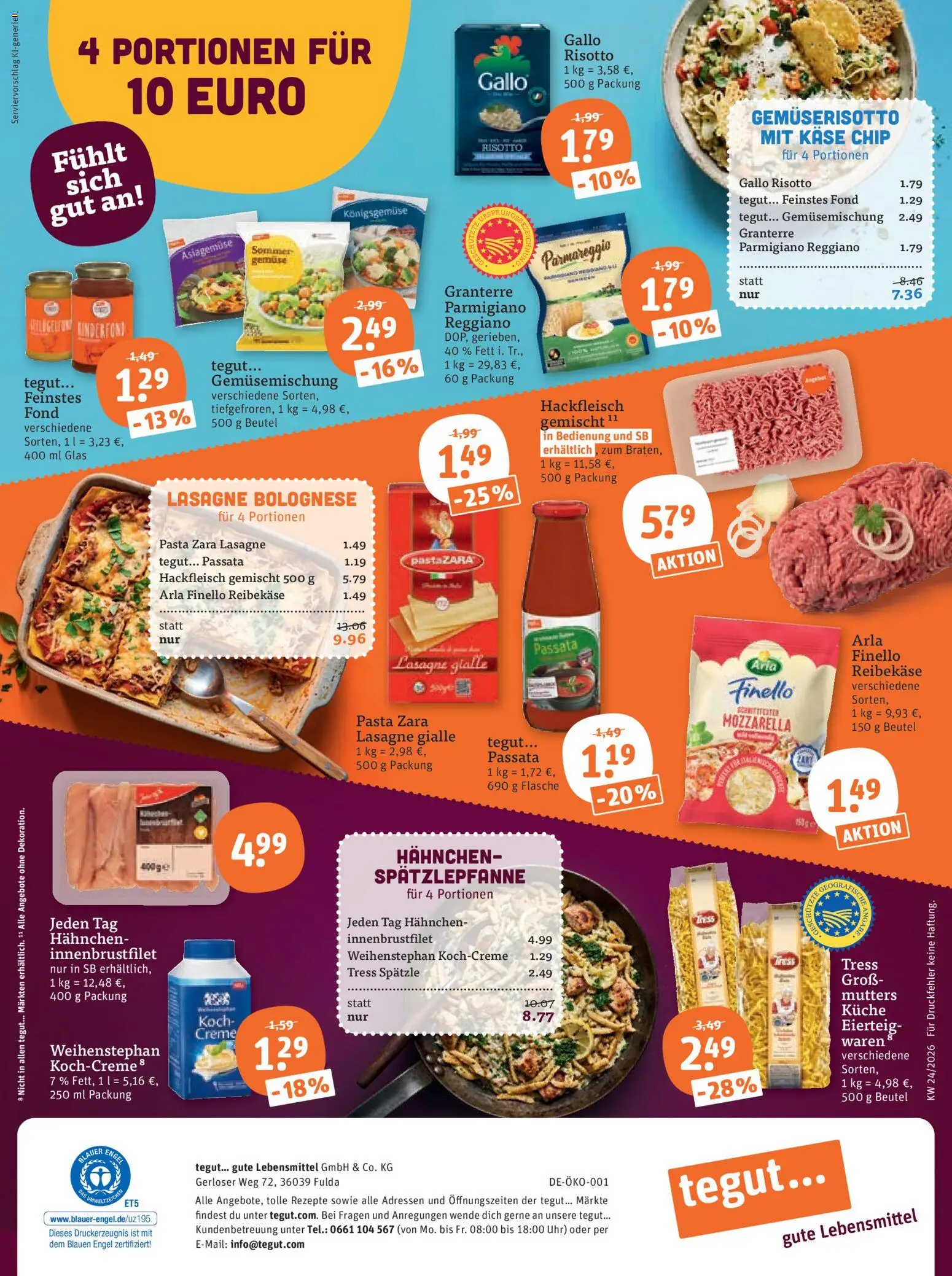 Tegut Prospekt – gültig ab 12.06.2026 | Seite: 23 | Produkte: Hahnchen, Käse, Küche, Reibekase