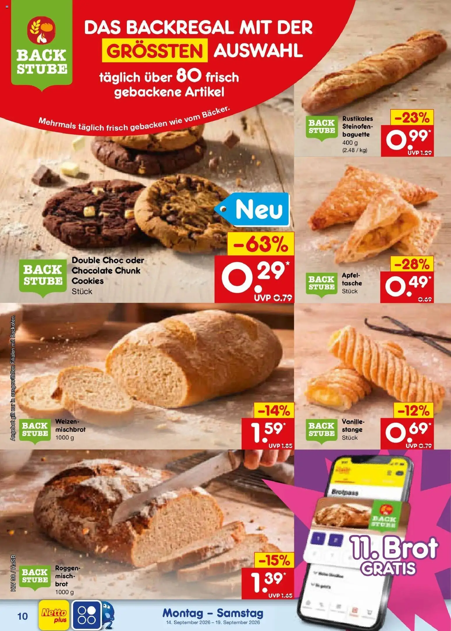 Netto Marken-Discount Prospekt Unna – gültig ab 14.09.2026 | Seite: 14 | Produkte: Tasche, Äpfel, Baguette, Vanille