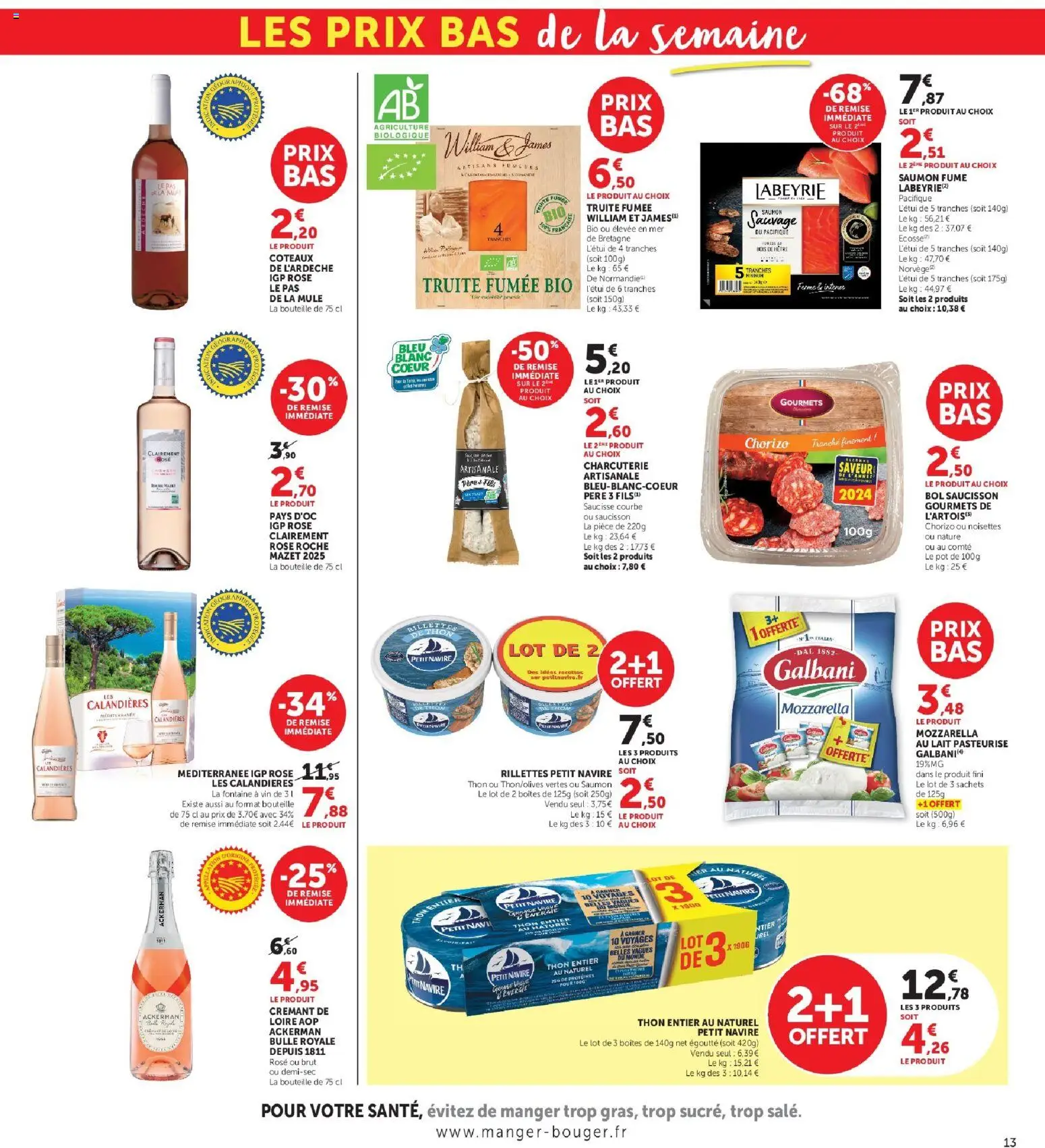 {H1} | Page: 13 | Produits: Crémant, Lait, Saucisse, Saumon