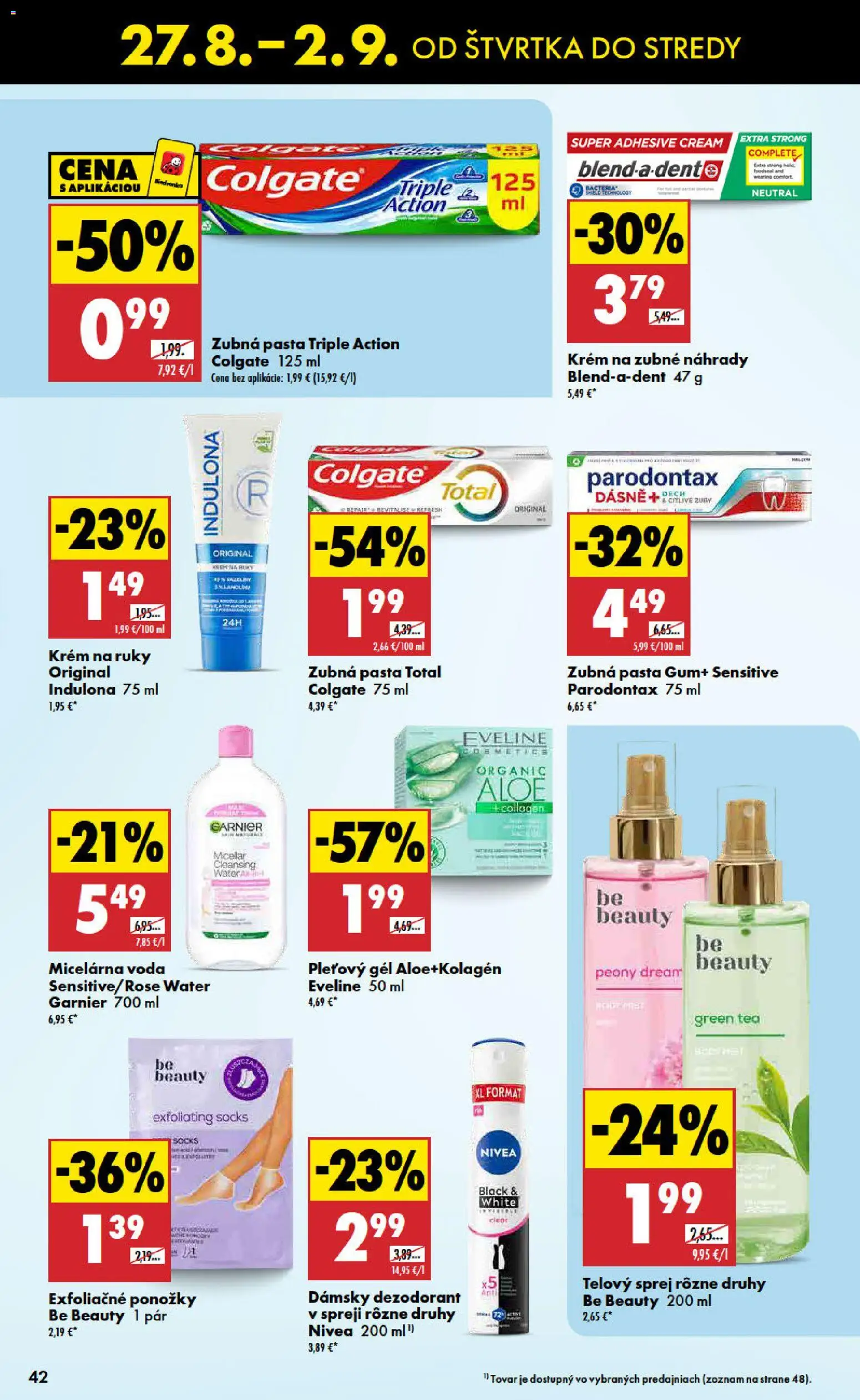 Nové Biedronka akcie – leták je platný od 27.08.2026 | Strana: 42 | Produkty: Nivea, Dezodorant, Ponožky, Indulona