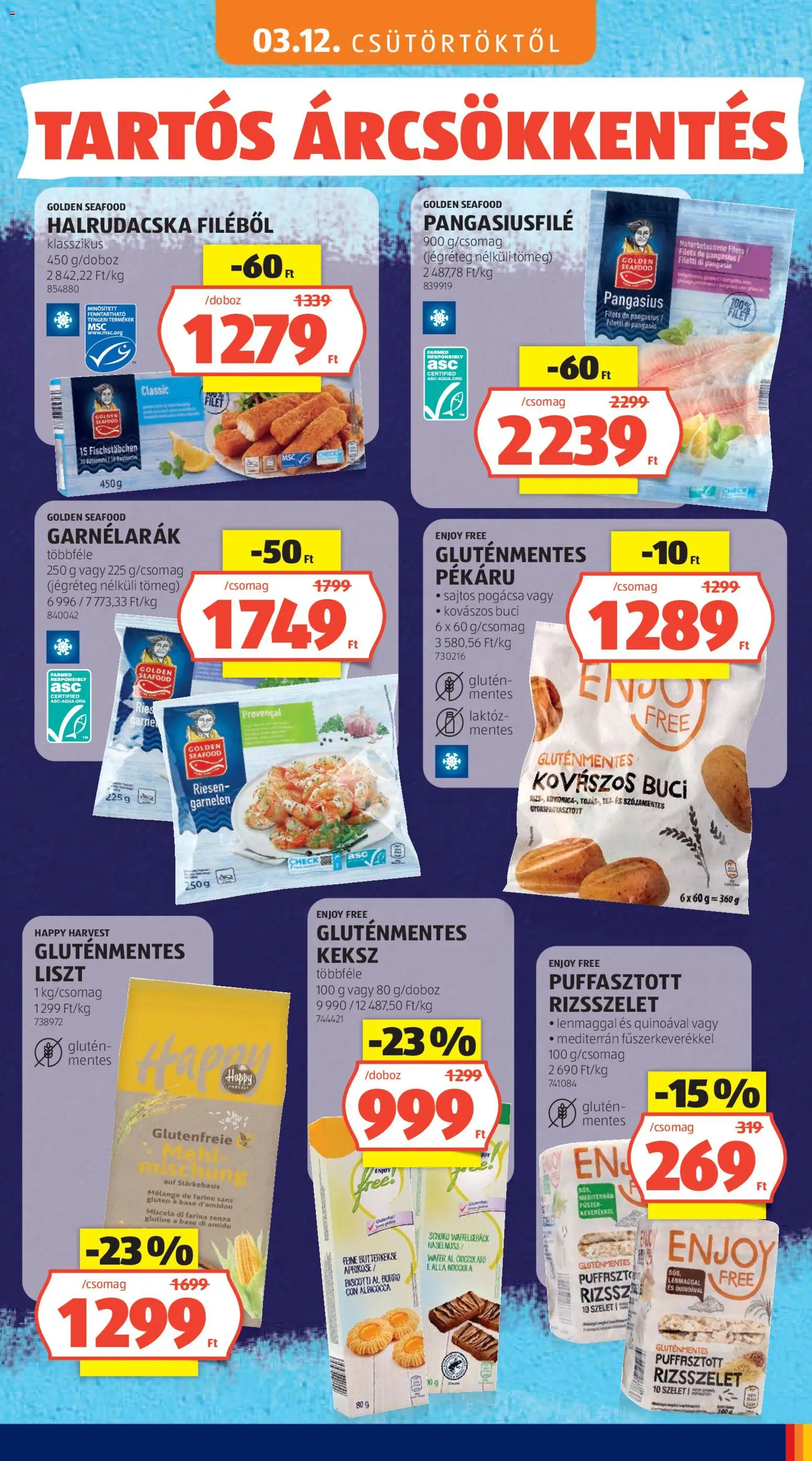 Aldi akciós ujság - amely érvényes a következő dátumtól: 03.05.2026 | Oldal: 41 | Termékek: Puffasztott rizsszelet, Pogácsa, Keksz, Halrudacska