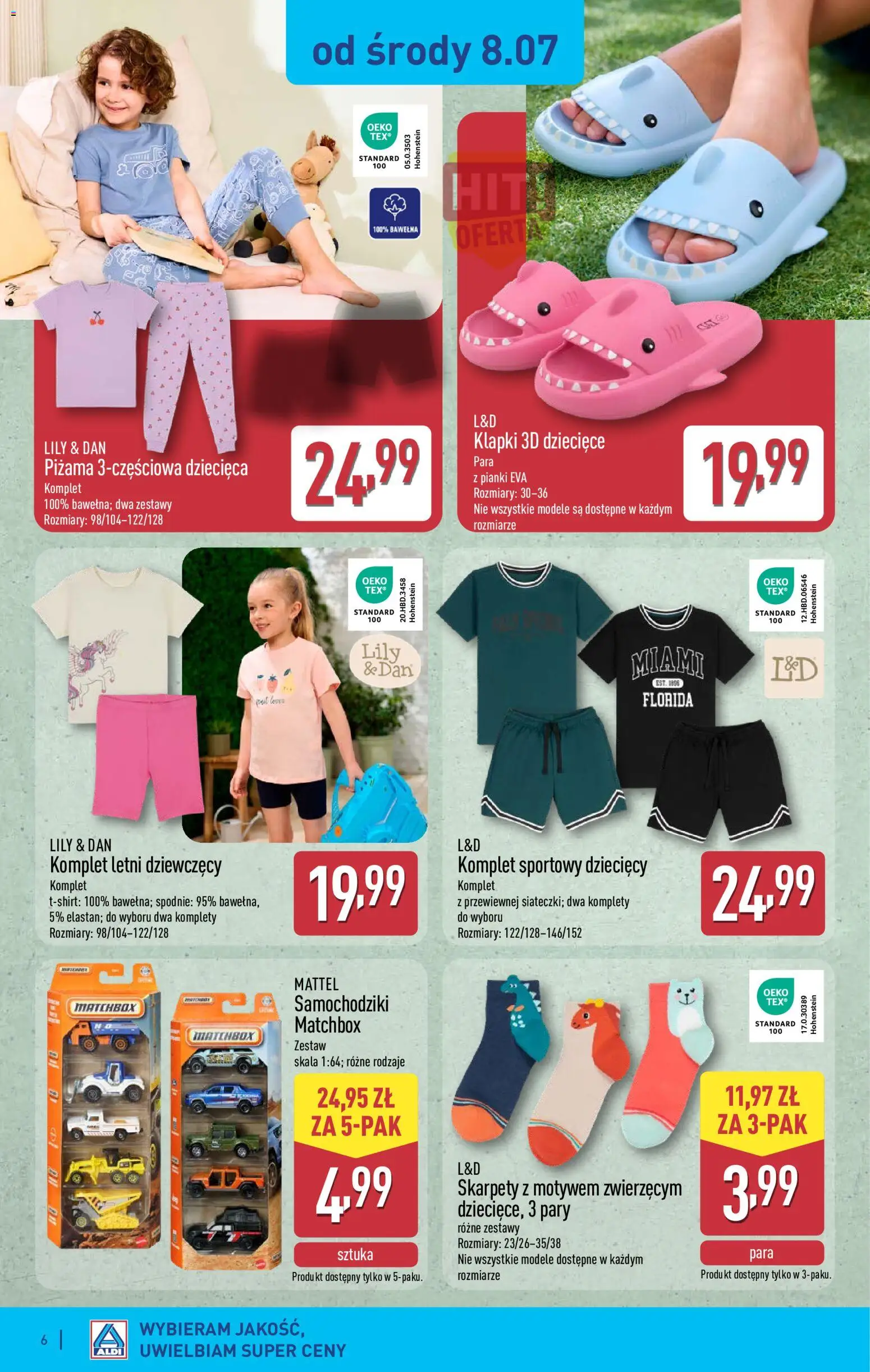 Aldi gazetka - Hity od Środy i od Soboty od 08.07.2026 | Strona: 6 | Produkty: Spodnie, Piżama, Klapki, Pianki