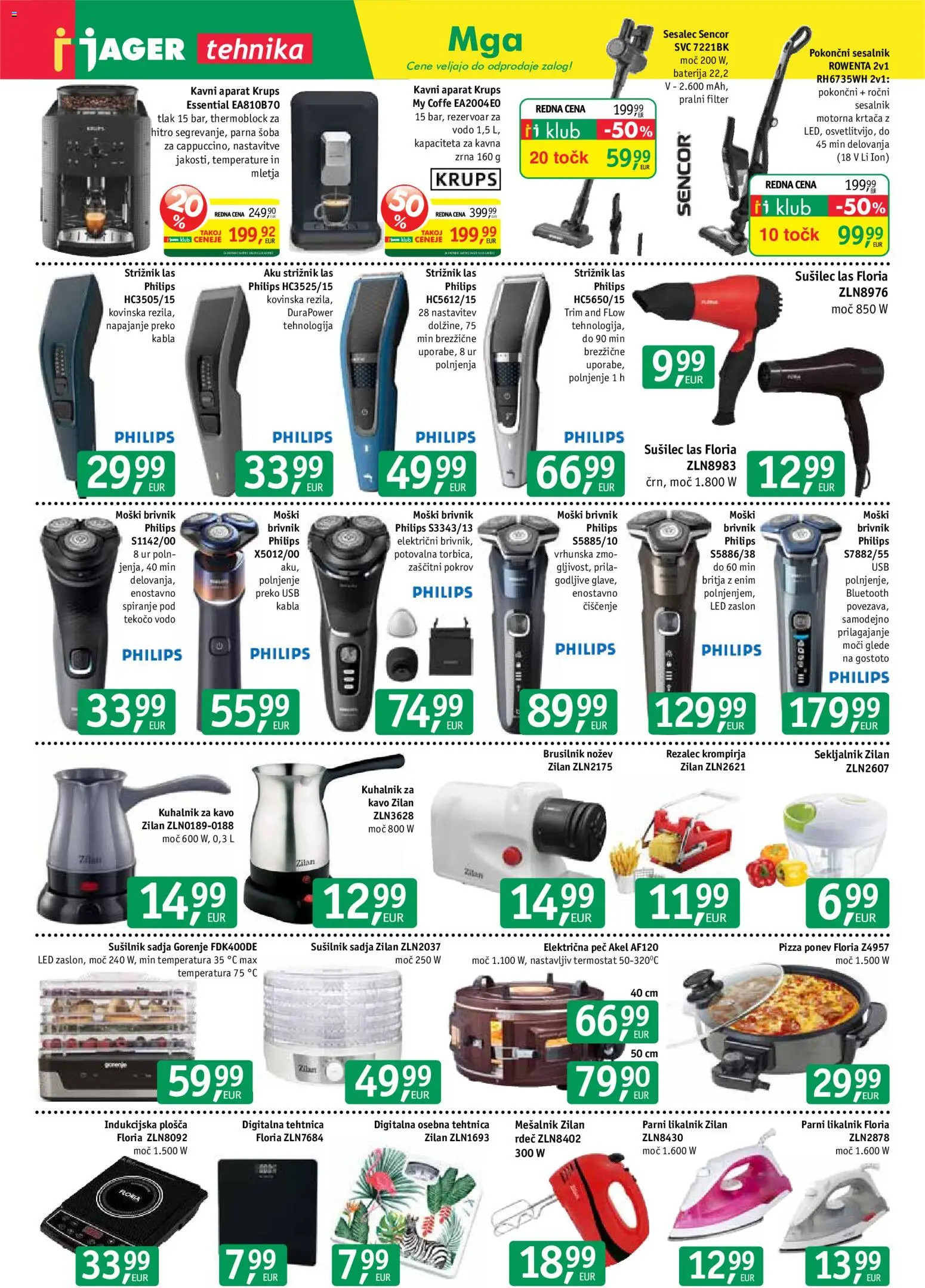 Novi Jager katalog ponudbe – veljaven od 30.09.2026 | Stran: 10 | Izdelki: Moški brivnik, Sesalec, Krtaca, Indukcijska plošča