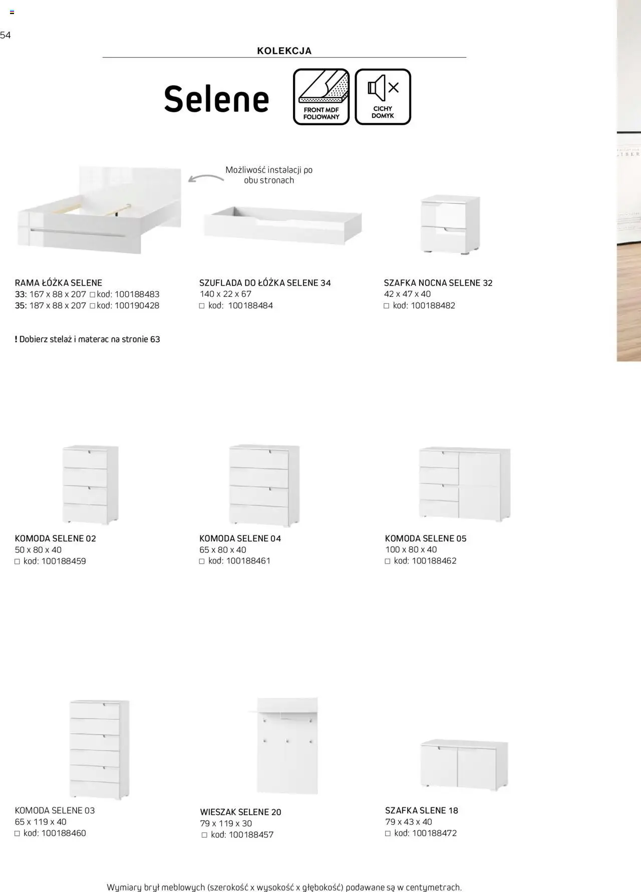 Komfort Gazetka - Katalog Meble od 01.09.2024 | Strona: 54 | Produkty: Materac, Komoda, Wieszak, Szafka nocna