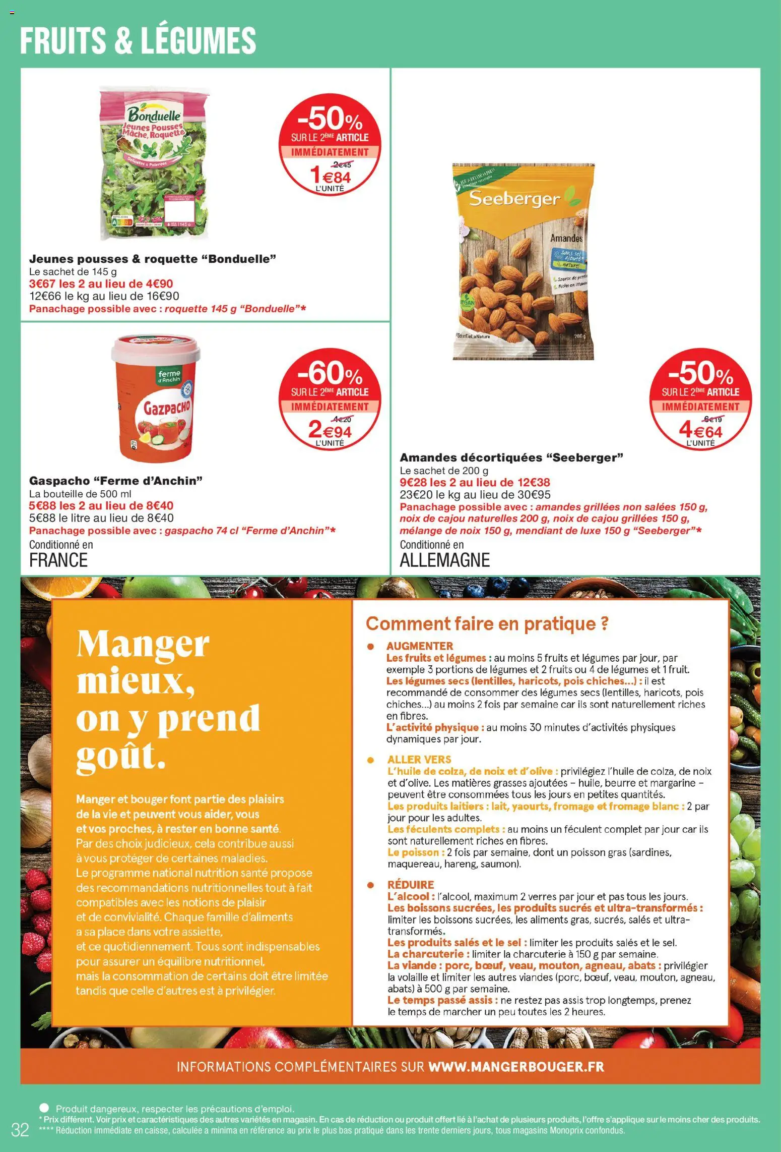 {H1} | Page: 32 | Produits: Mélange De Noix, Amandes décortiquées, Pois, Roquette