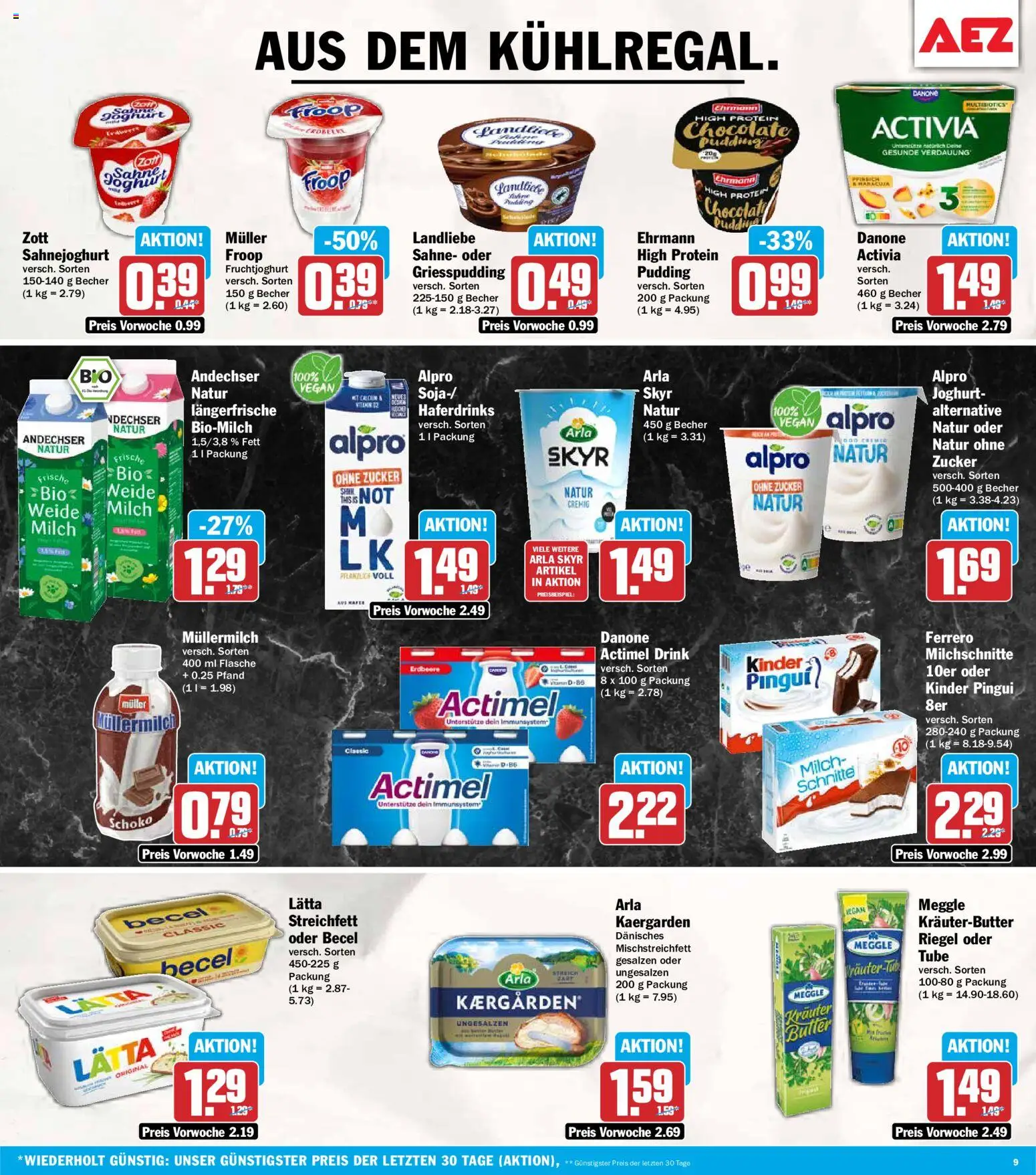 AEZ Prospekt – gültig ab 20.07.2026 | Seite: 9 | Produkte: Activia, Pudding, Lätta, Sahne