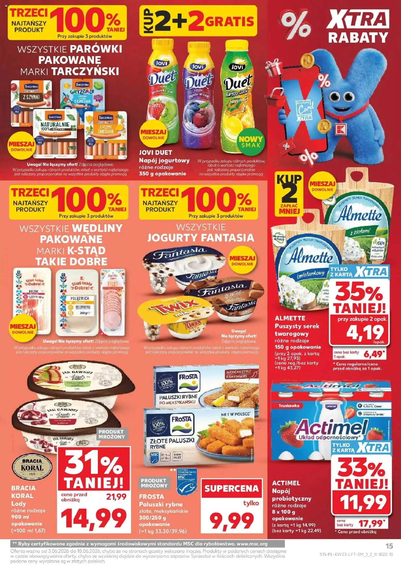 Kaufland gazetka od 03.06.2026 | Strona: 15 | Produkty: Karta, Serek, Paluszki rybne, Lody