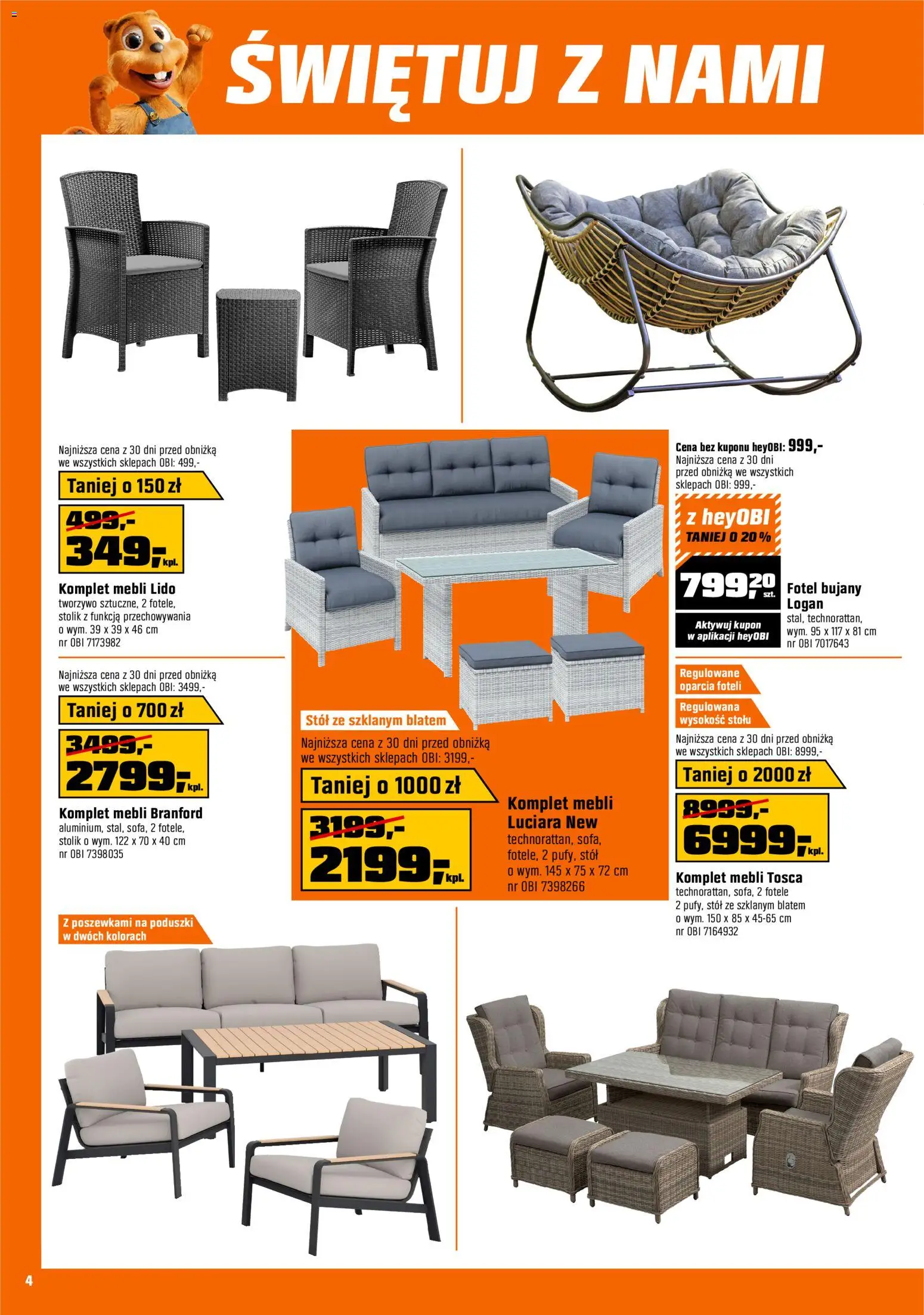 OBI gazetka od 17.06.2026 | Strona: 4 | Produkty: Sofa, Fotel, Stół