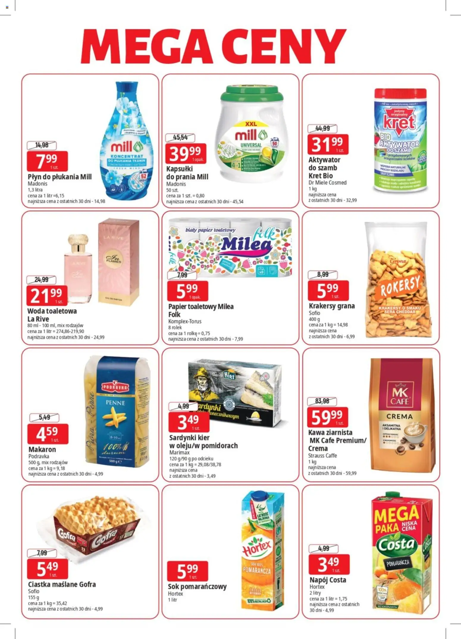E.Leclerc gazetka - Mega ceny od 21.09.2026 | Strona: 3 | Produkty: Płyn do płukania, Krakersy, Woda toaletowa, Sardynki
