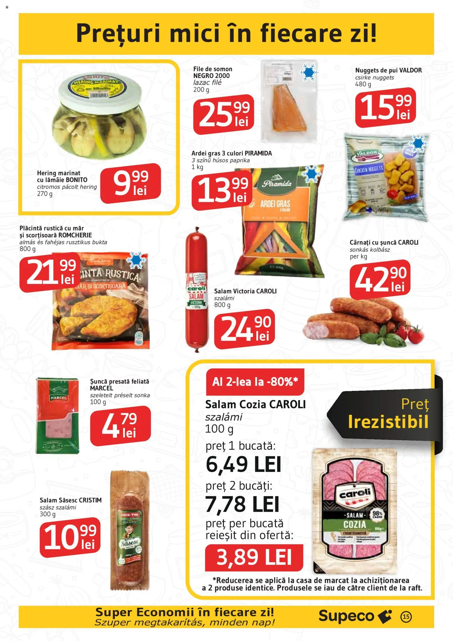 Noul catalog Supeco – valabil de la 22.10.2026 | Pagină: 15 | Produse: Aplică, Pui, Bonito, Cârnați