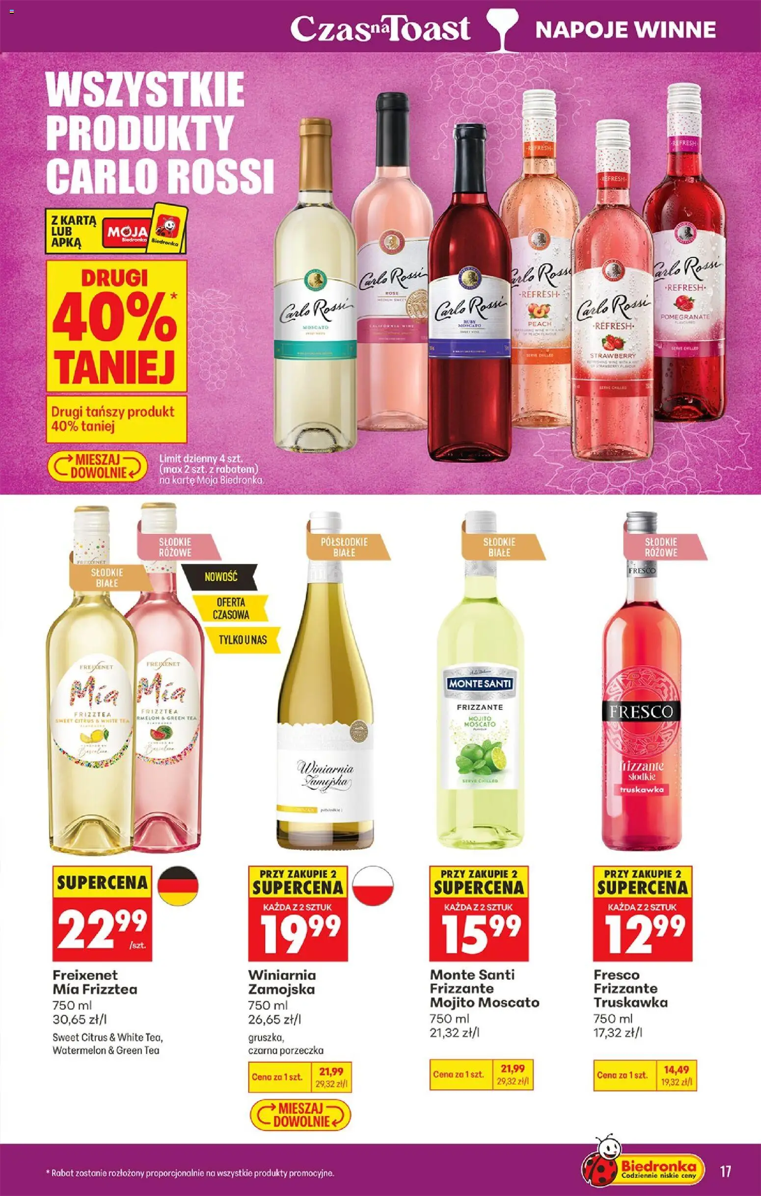 Biedronka gazetka - Czas na toast od 24.08.2026 | Strona: 19 | Produkty: Mojito, Napoje, Fresco, Fresco frizzante