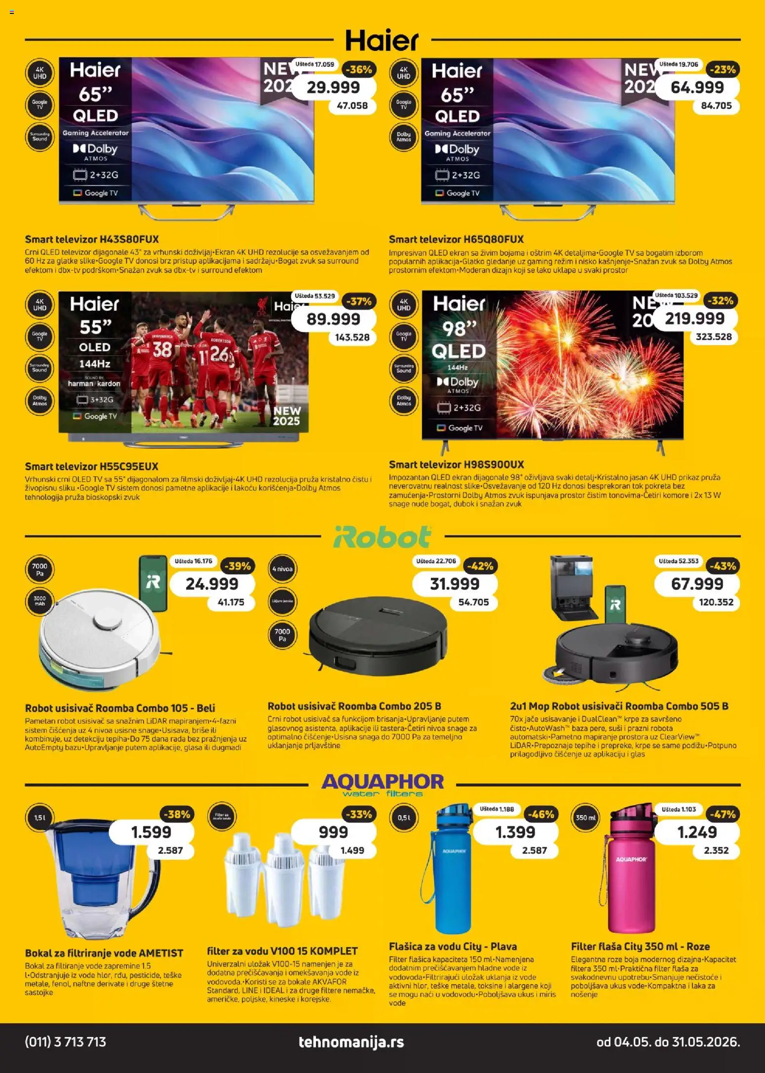 Tehnomanija katalog - važi od 04.05.2026 | Strana: 16 | Proizvode: Usisivač, Smart televizor, Robot, Miris