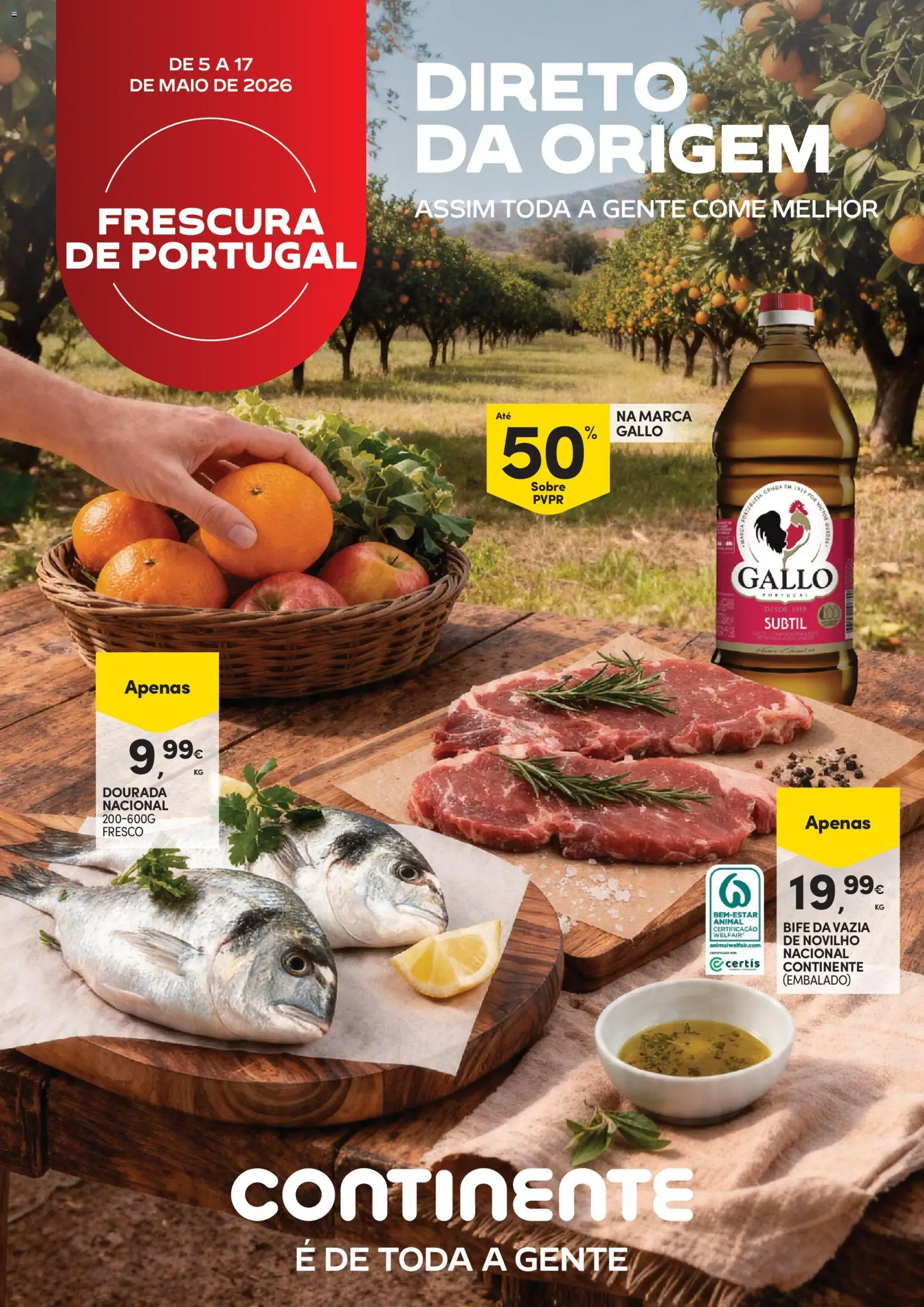 Continente - Frescura de Portugal Direto da origem │ válido de 05.05.2026 | Página: 1 | Produtos: Dourada, Azeite