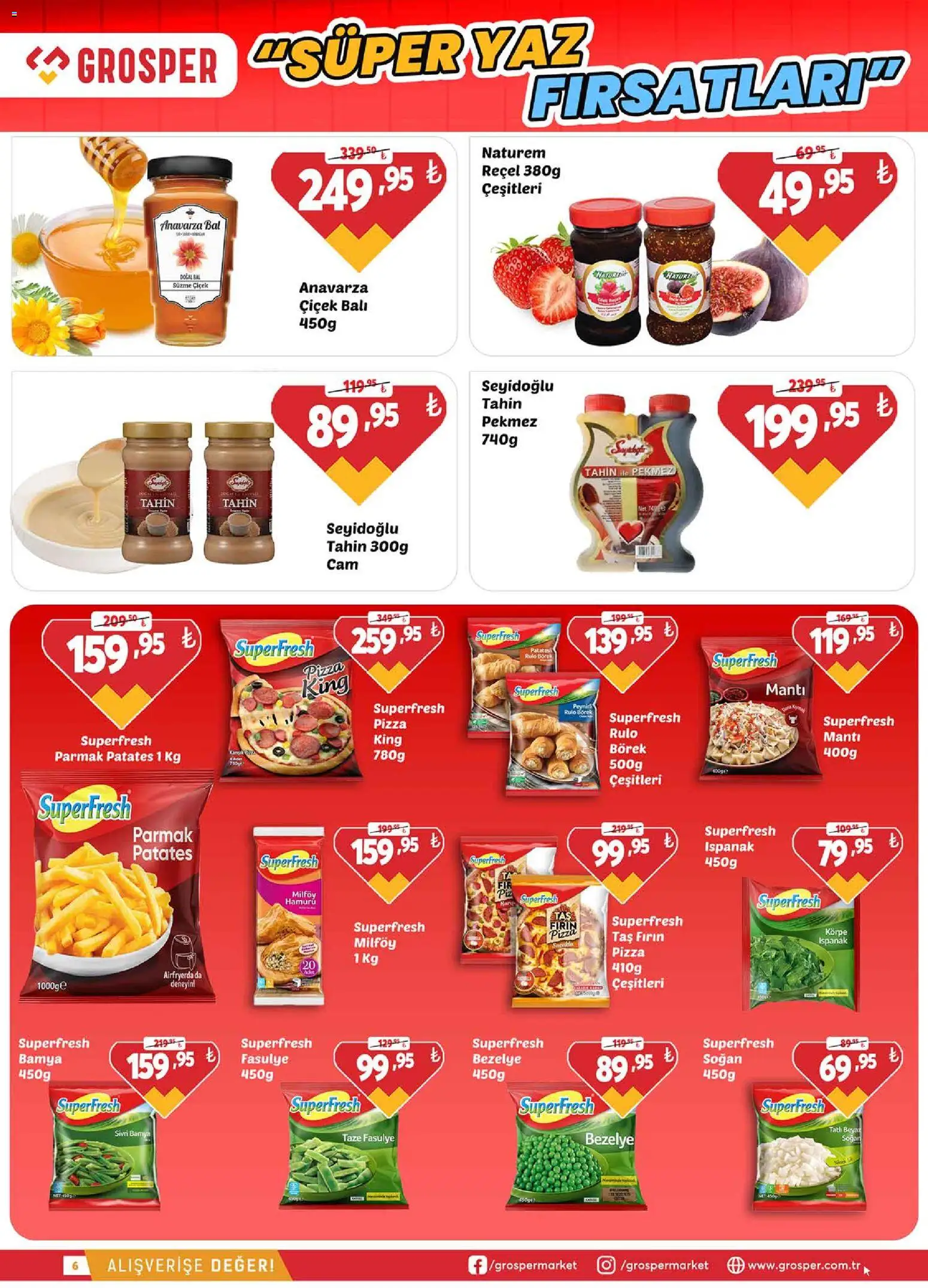 Grosper Katalog - 03.06.2026 tarihinden itibaren geçerlidir | Sayfa: 6 | Ürünler: Fasulye, Peynir, Pizza, Soğan
