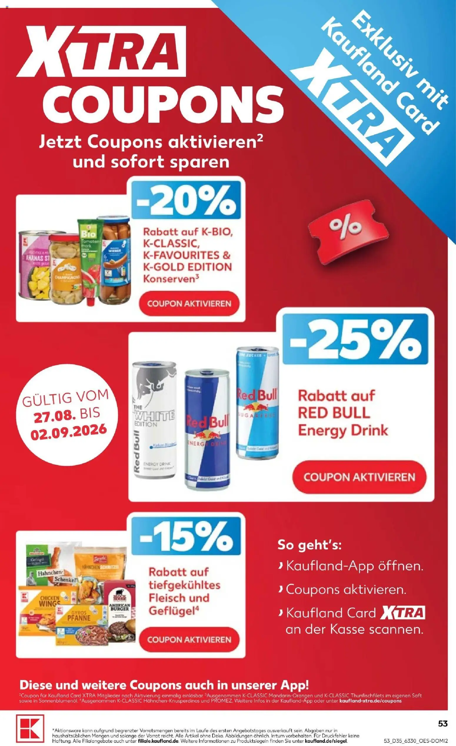 Kaufland Prospekt Kiel – gültig ab 27.08.2026 | Seite: 53 | Produkte: Red bull, Gyros, Saft, Fleisch