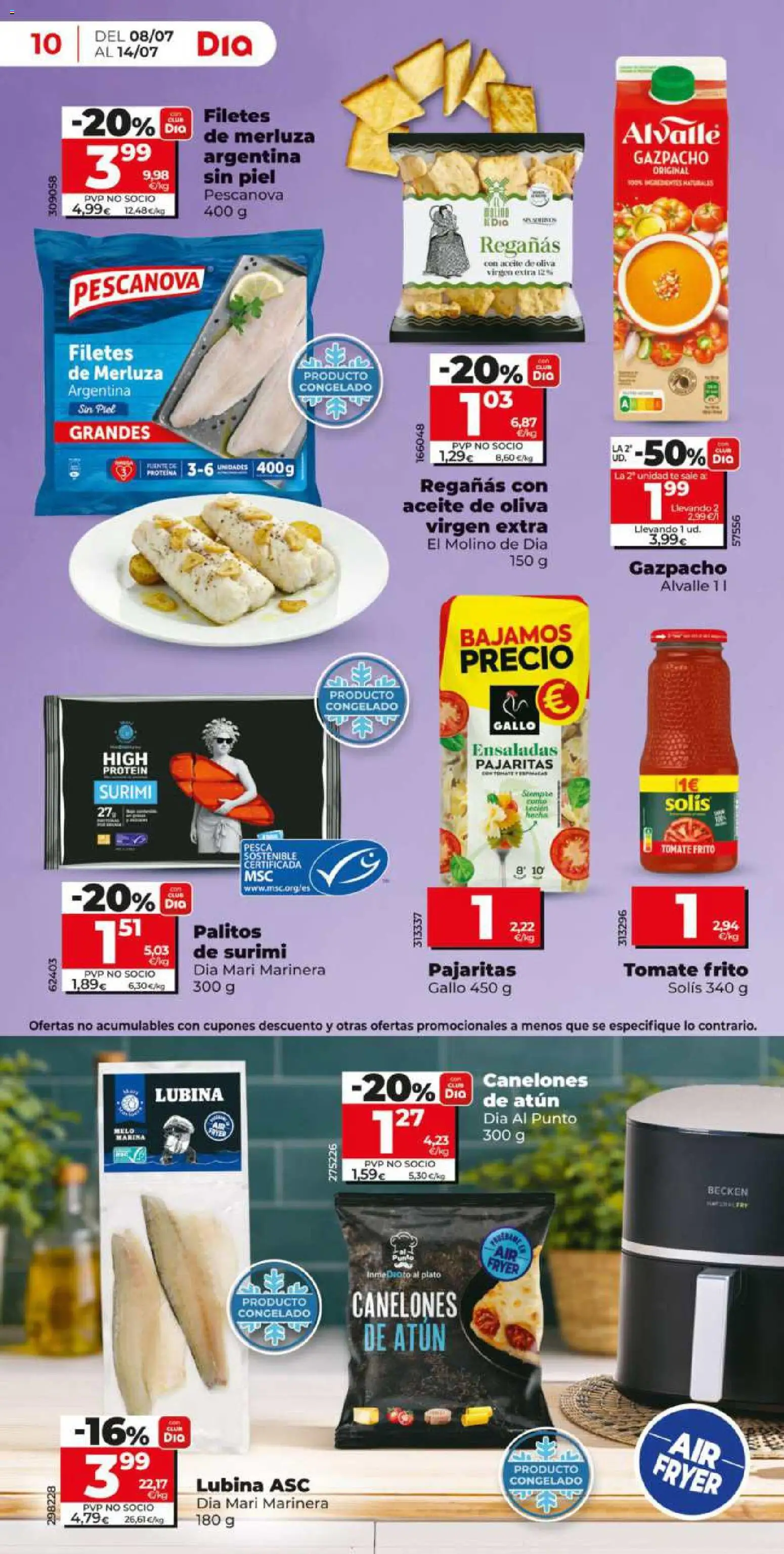 Dia - folleto Market │ válido desde el 08/07/2026 | Página: 10 | Productos: Filetes de merluza, Aceite de oliva, Aceite de oliva virgen extra, Canelones