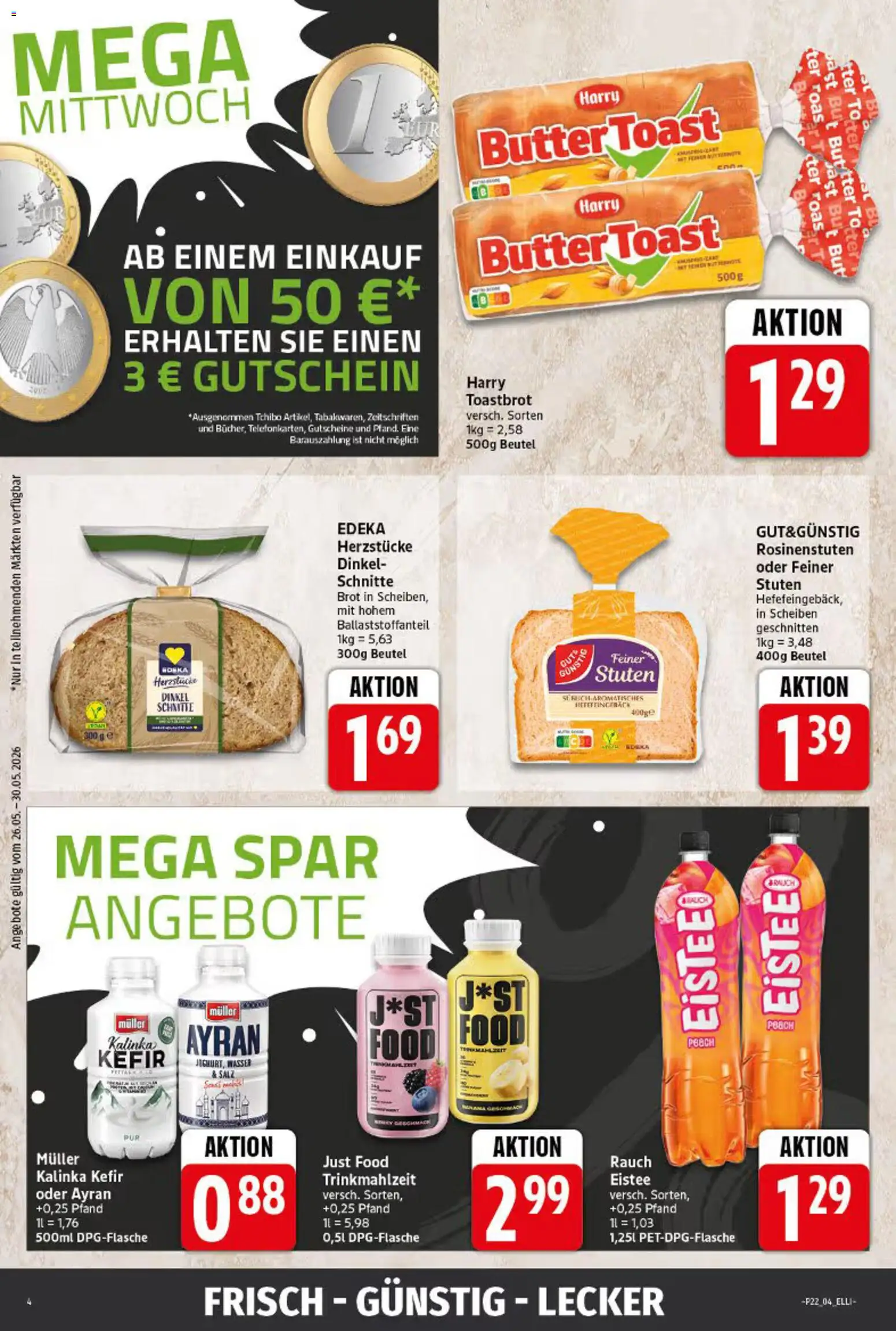 Elli Markt Prospekt – gültig ab 26.05.2026 | Seite: 4 | Produkte: Kefir, Butter, Toast, Wasser