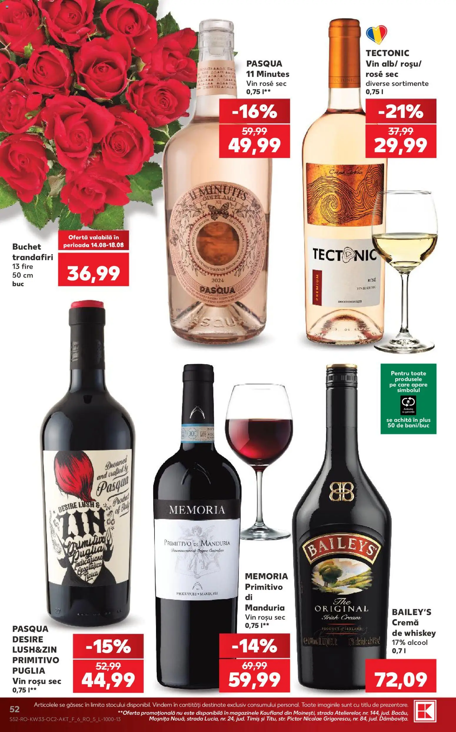 Noul catalog Kaufland – valabil de la 12.08.2026 | Pagină: 52 | Produse: Vin rosu, Vin rose, Vin, Whiskey