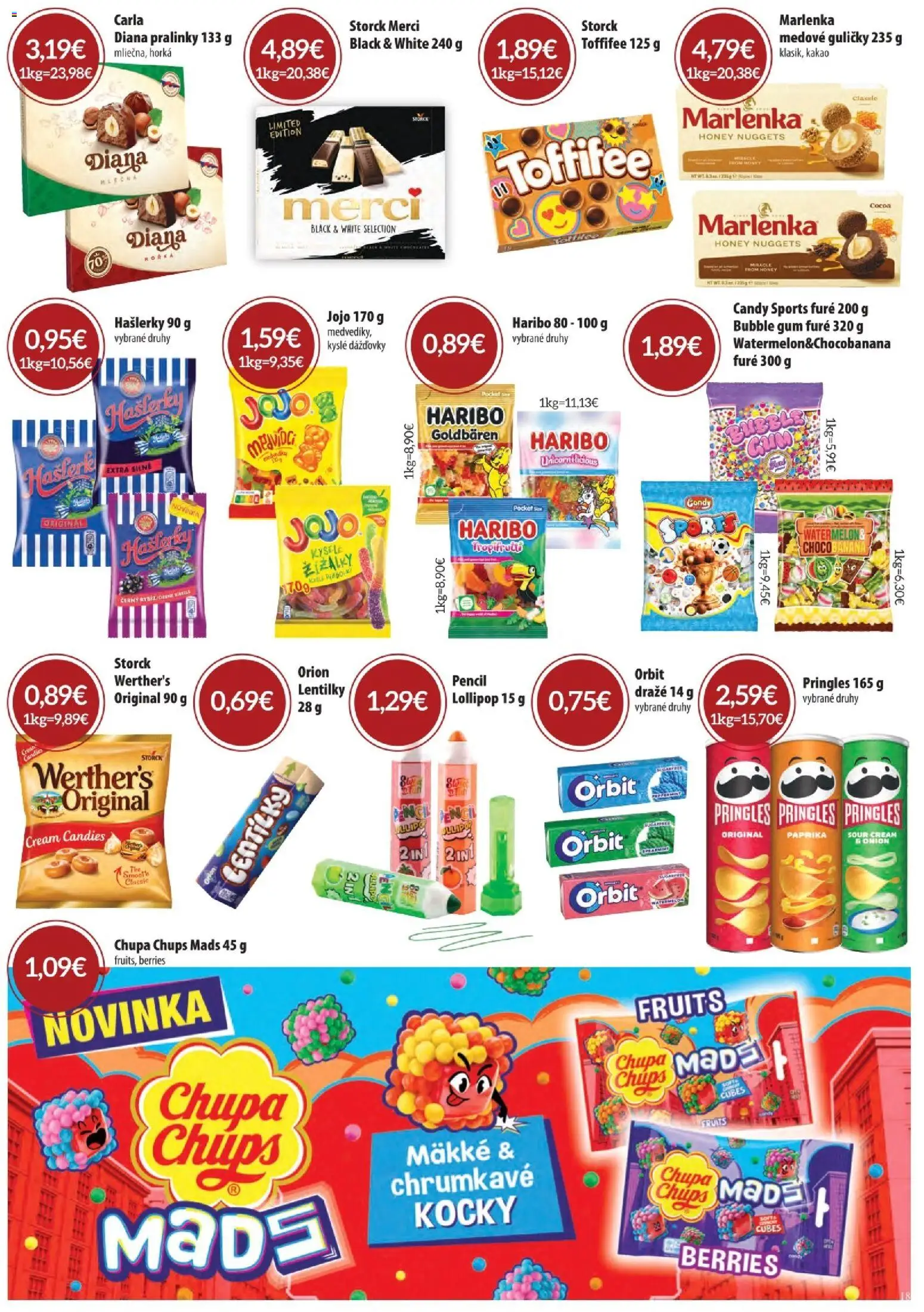 Nové CBA Komfos akcie – leták je platný od 03.09.2026 | Strana: 18 | Produkty: Paprika, Pringles, Marlenka, Kakao