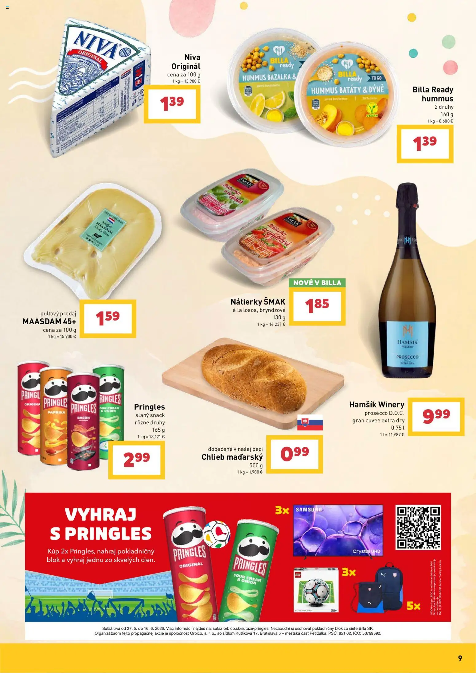Nové Billa akcie – leták je platný od 27.05.2026 | Strana: 9 | Produkty: Samsung, Paprika, Pringles, Losos