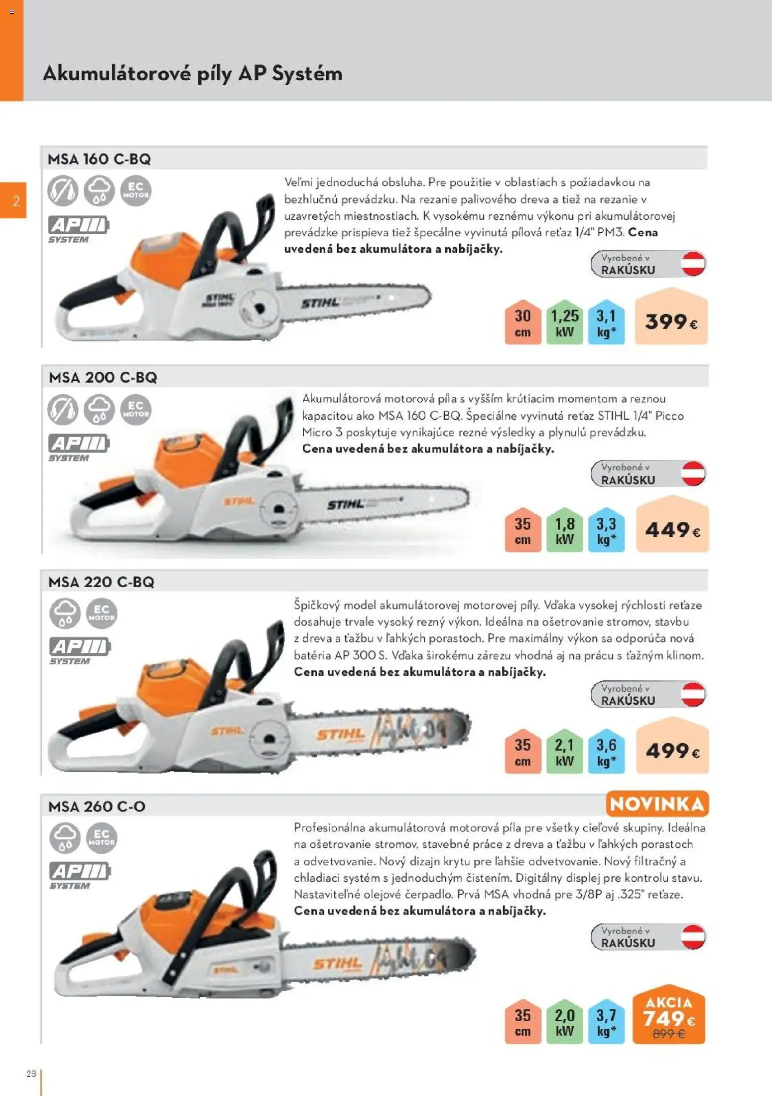 Nové STIHL akcie – leták je platný od 19.08.2026 | Strana: 28 | Produkty: Motorová píla, Píla, Batéria, Rezne